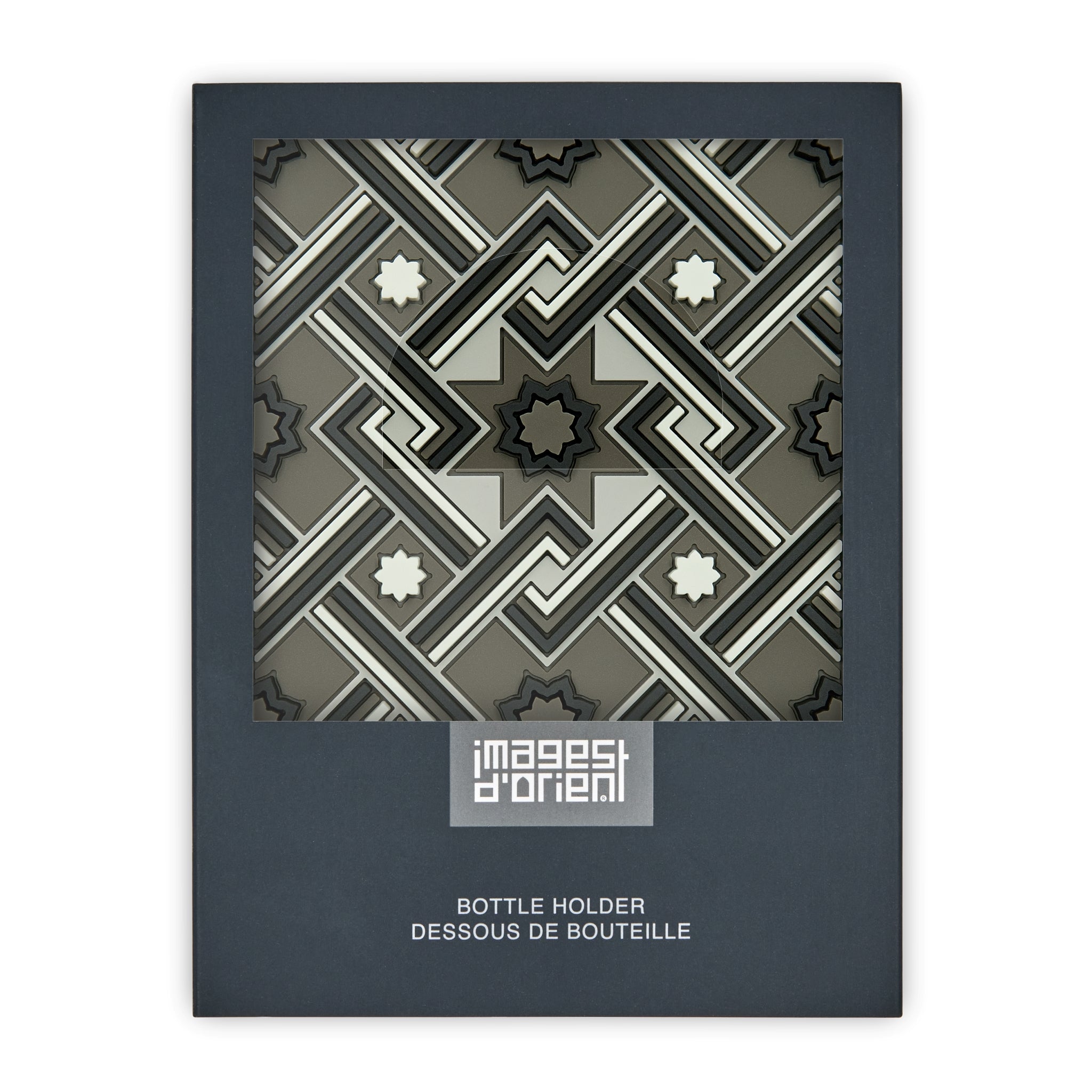 Images D'Orient Bottle Holder Matea Gray PVC 11x11cm 4.3x4.3inches Packaging Front BOT-110311