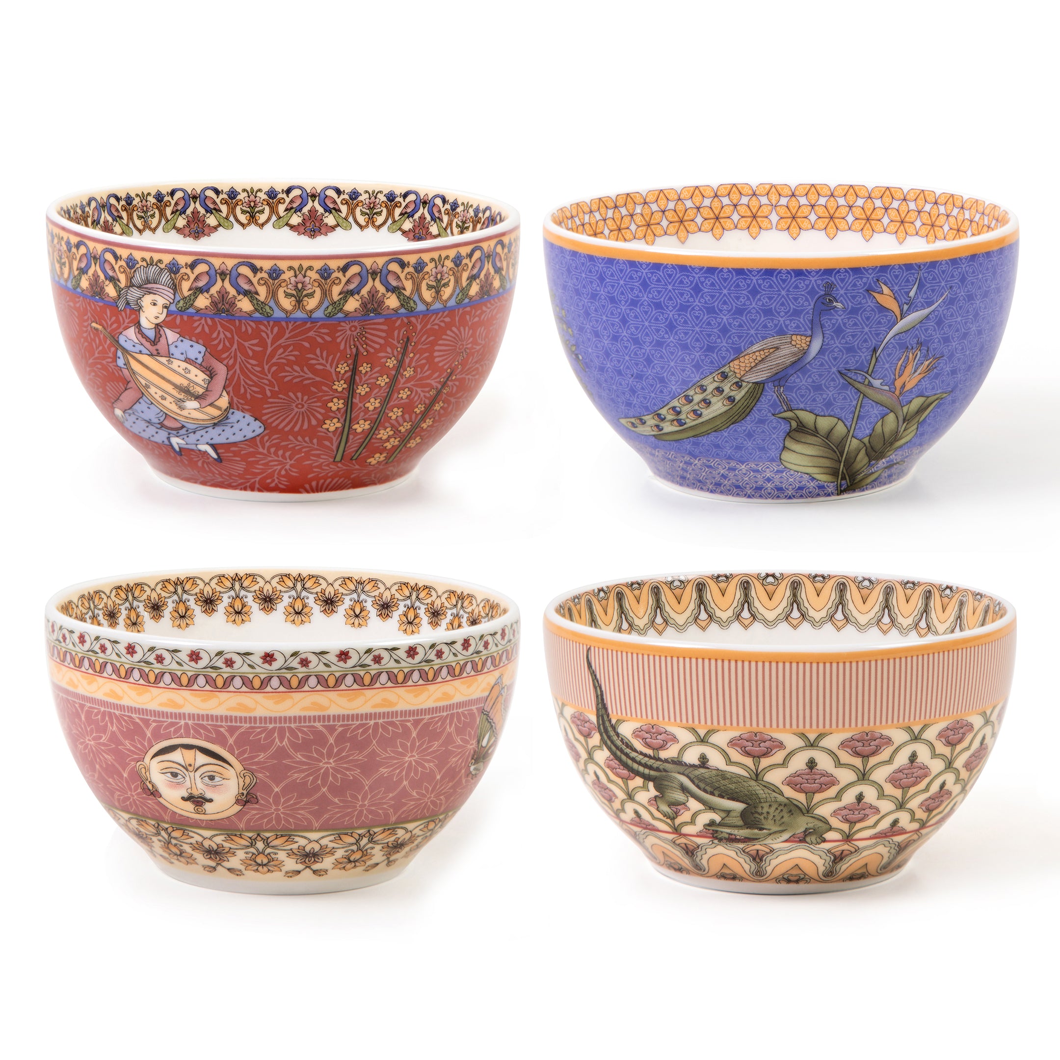 Images D'Orient Bowl Porcelain Jangala 9.5 cm Combo of 4 POR-950064