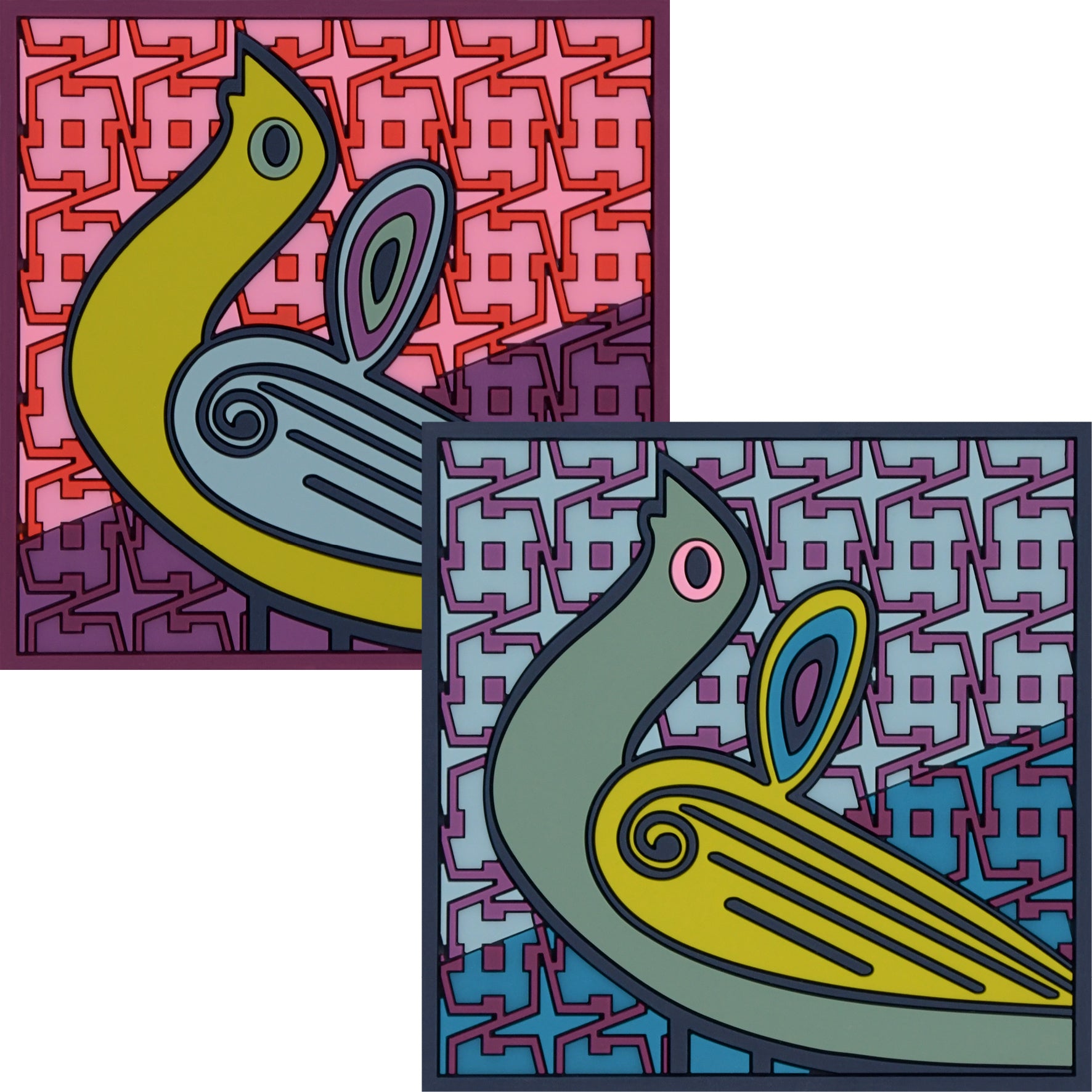 Images D'Orient Coaster Birds Of Paradise Combo of 6 PVC 9x9cm 3.5x.3.5inches COA-993286