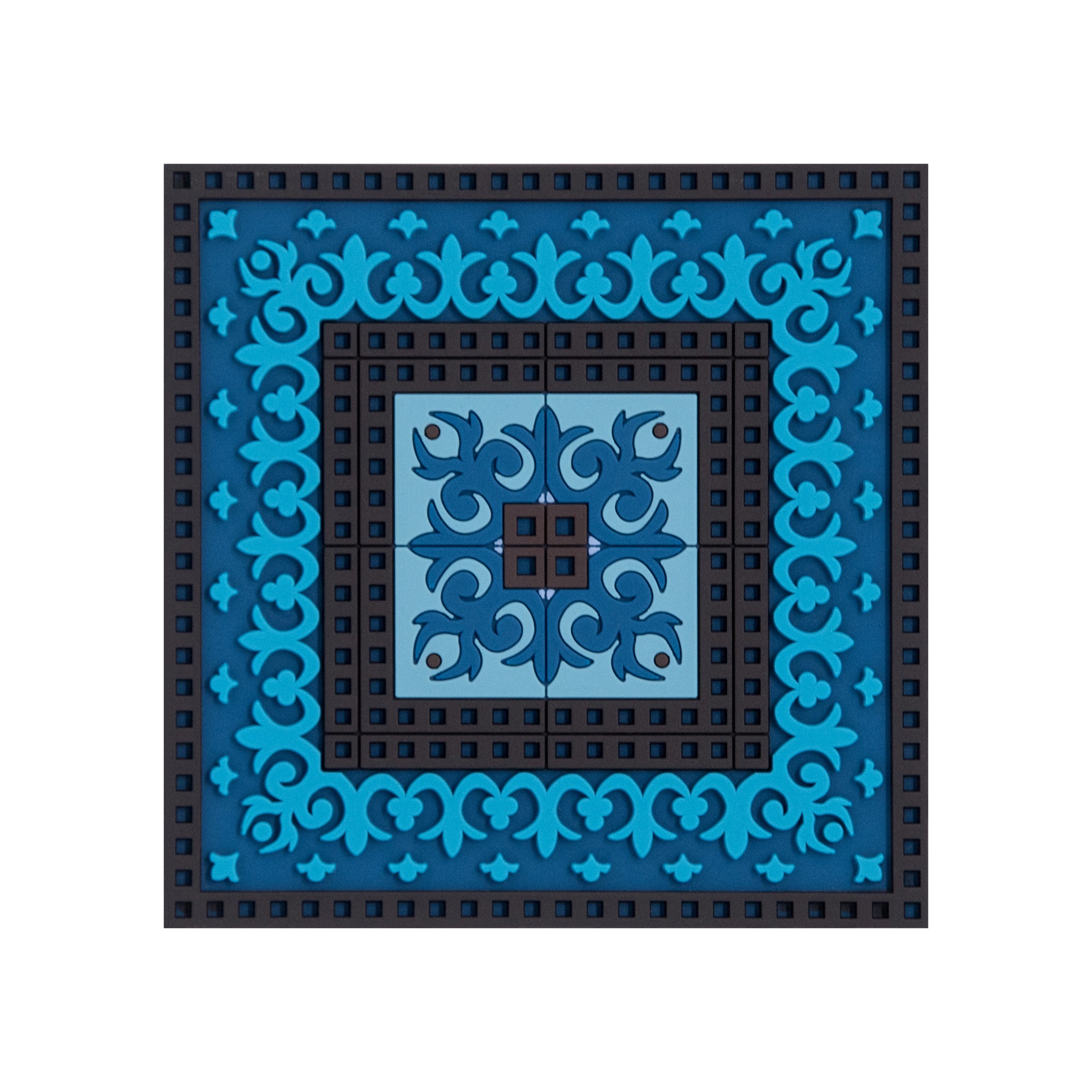 Images D'Orient Coaster Blues 3 PVC 9x9cm 3.5x.3.5inches COA-990271