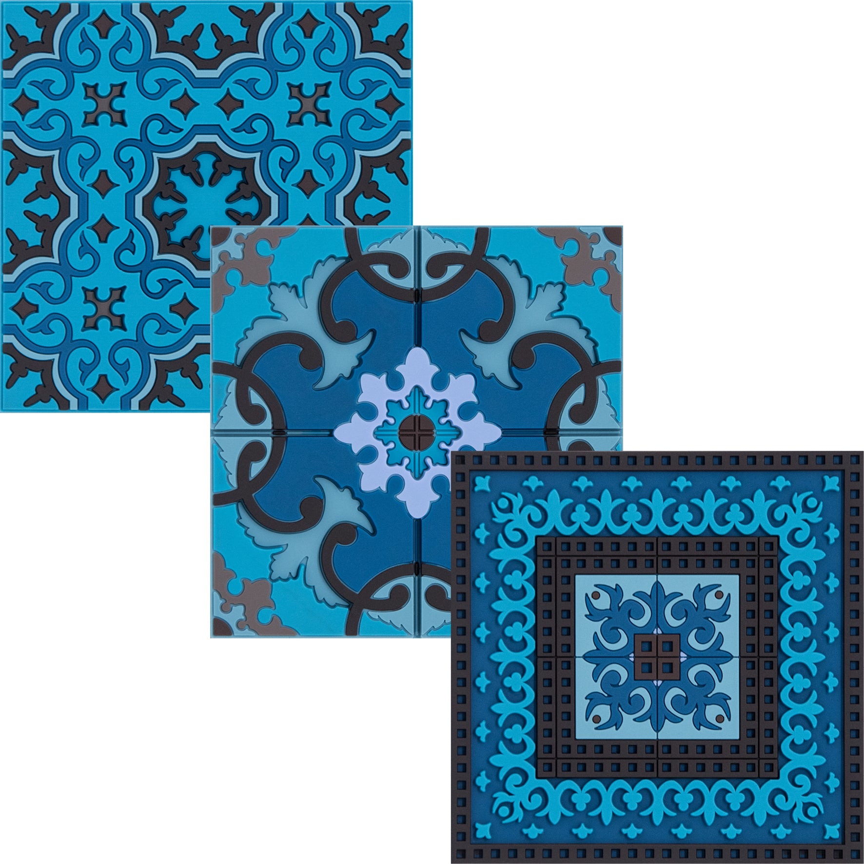 Images D'Orient Coaster Blues Combo of 6 PVC 9x9cm 3.5x.3.5inches COA-993276