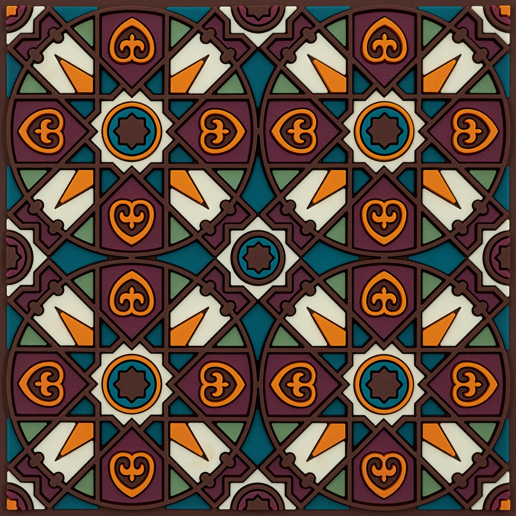 Images D'Orient Coaster Kalea Orange PVC 9x9cm 3.5x.3.5inches COA-990481