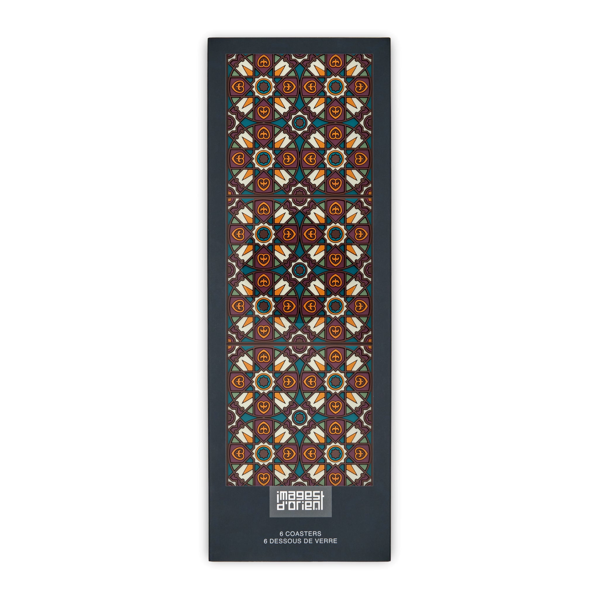 Images D'Orient Coaster Kalea Orange PVC 9x9cm 3.5x.3.5inches Packaging Front Set of 6 COA-990481