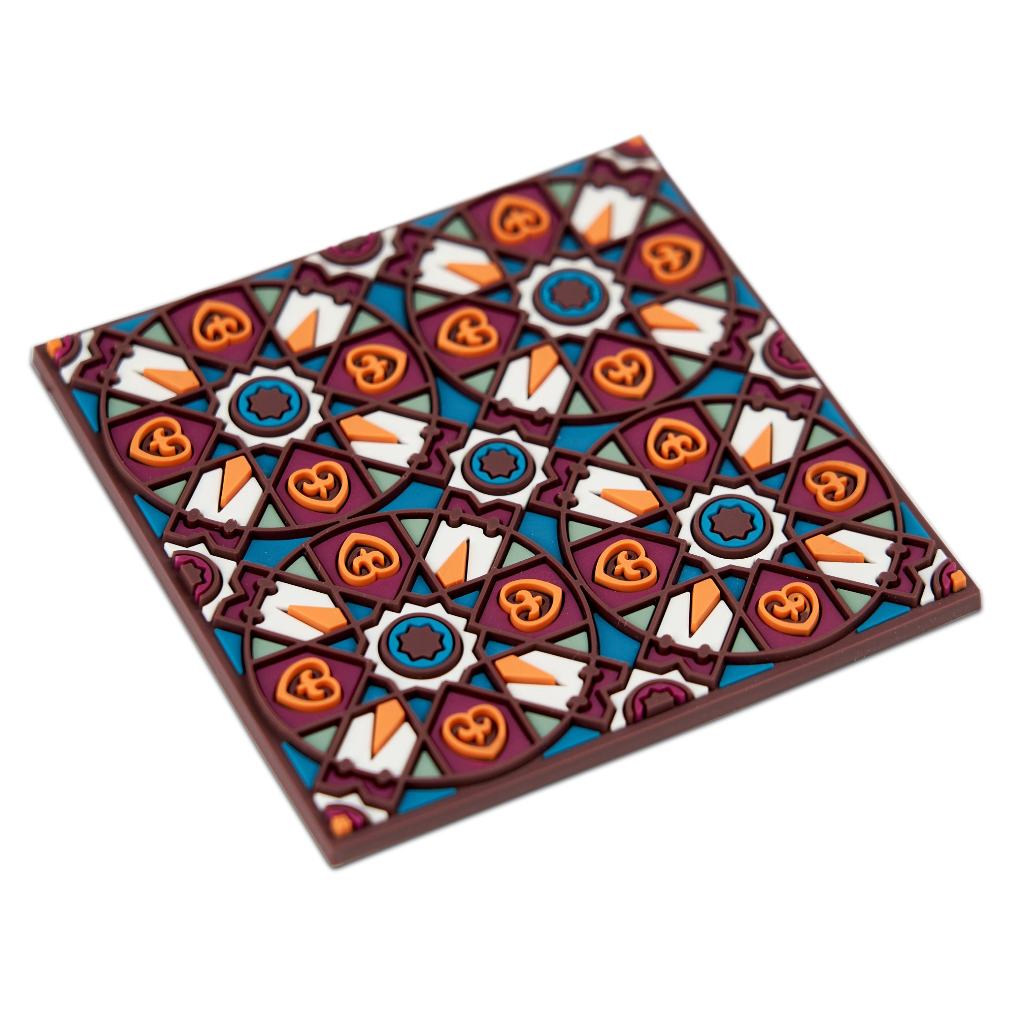 Images D'Orient Coaster Kalea Orange PVC 9x9cm 3.5x.3.5inches Perspective COA-990481