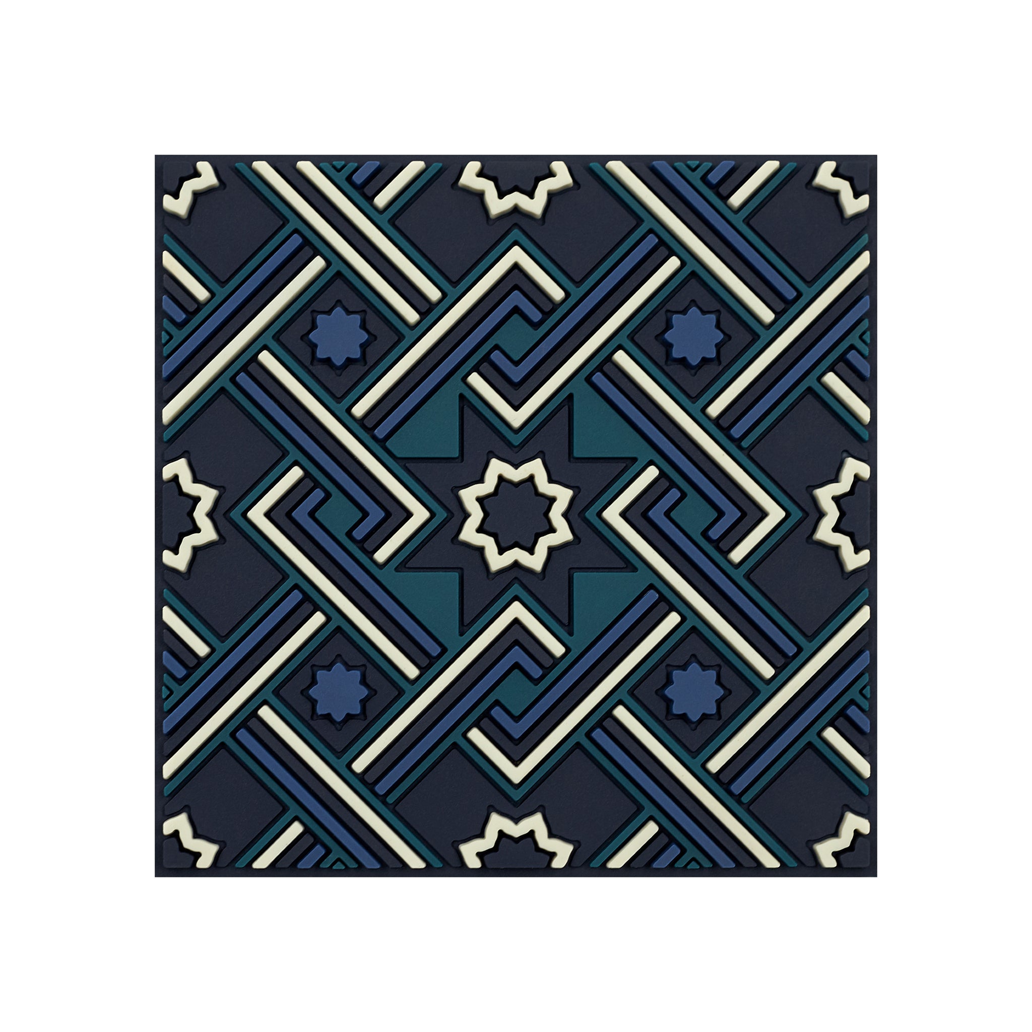 Images D'Orient Coaster Matea Navy PVC 9x9cm 3.5x.3.5inches COA-990501