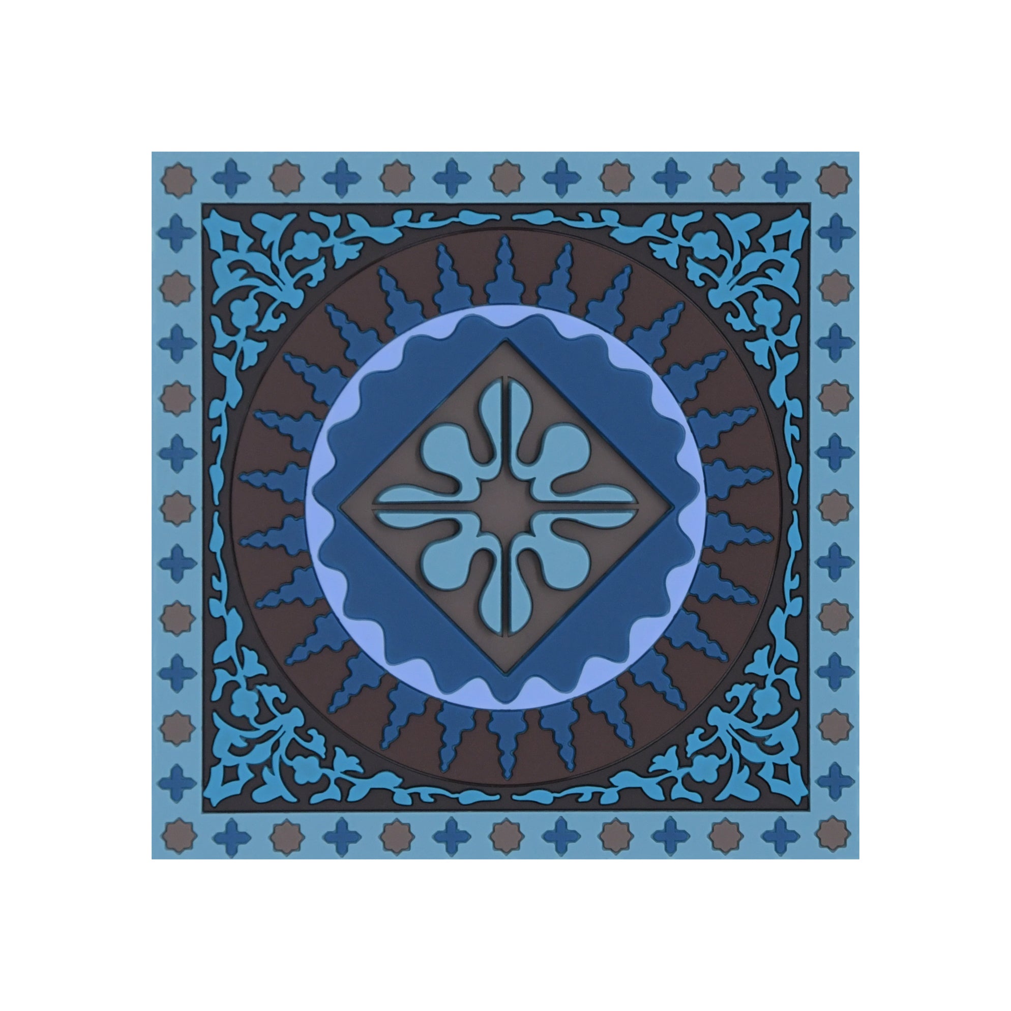 Images D'Orient Coaster Mosaic Blue PVC 9x9cm 3.5x.3.5inches COA-990011