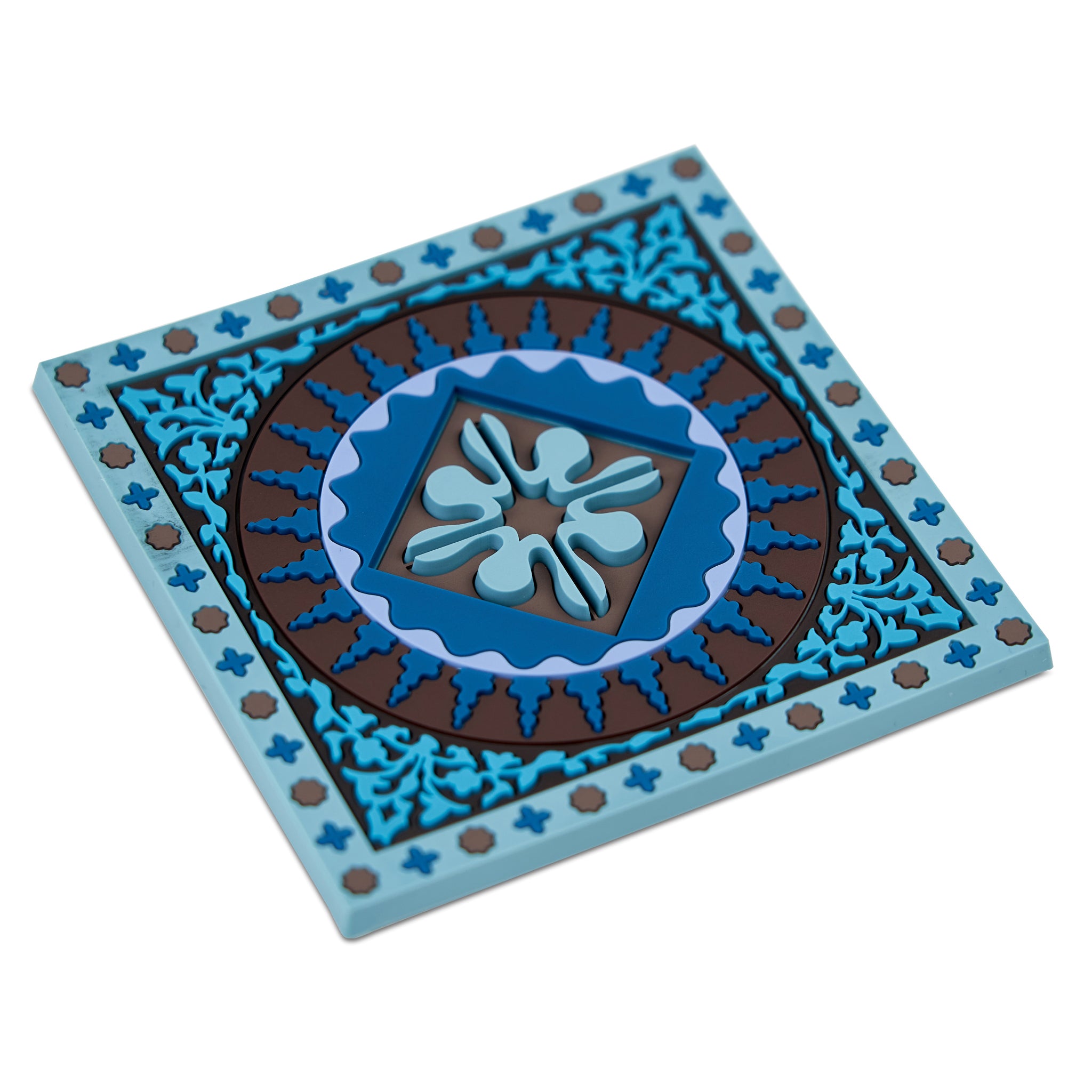 Images D'Orient Coaster Mosaic Blue PVC 9x9cm 3.5x.3.5inches Perspective COA-990011