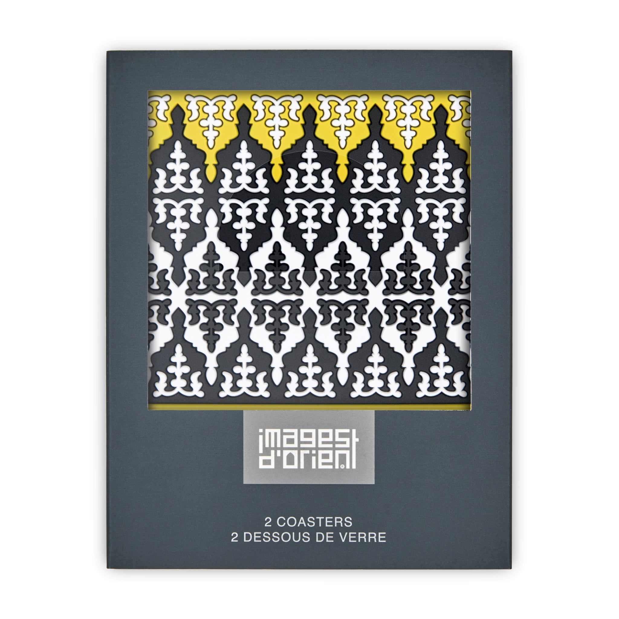 Images D'Orient Coaster Safra PVC 9x9cm 3.5x.3.5inches Packaging Front Set of 2 COA-990221