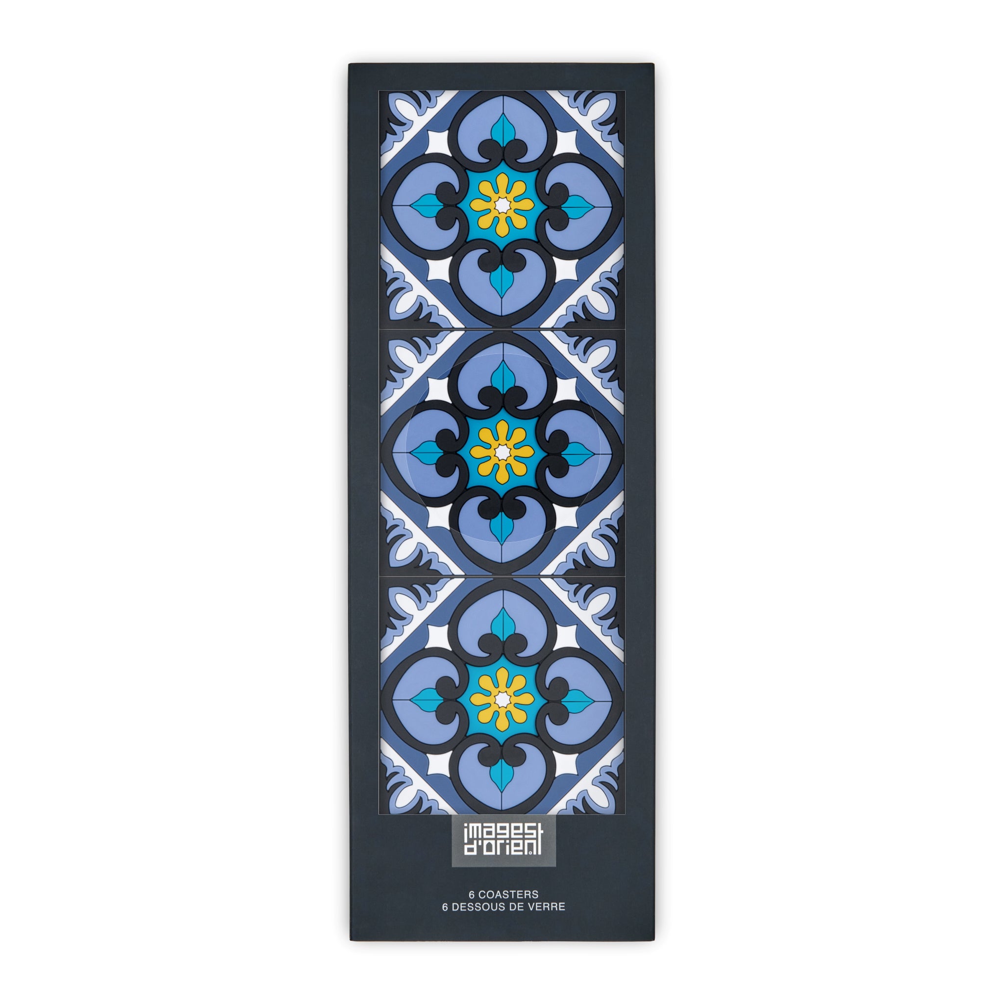 Images D'Orient Coaster Sejjadeh Ocean PVC 9x9cm 3.5x.3.5inches Packaging Front Set of 2 COA-990321