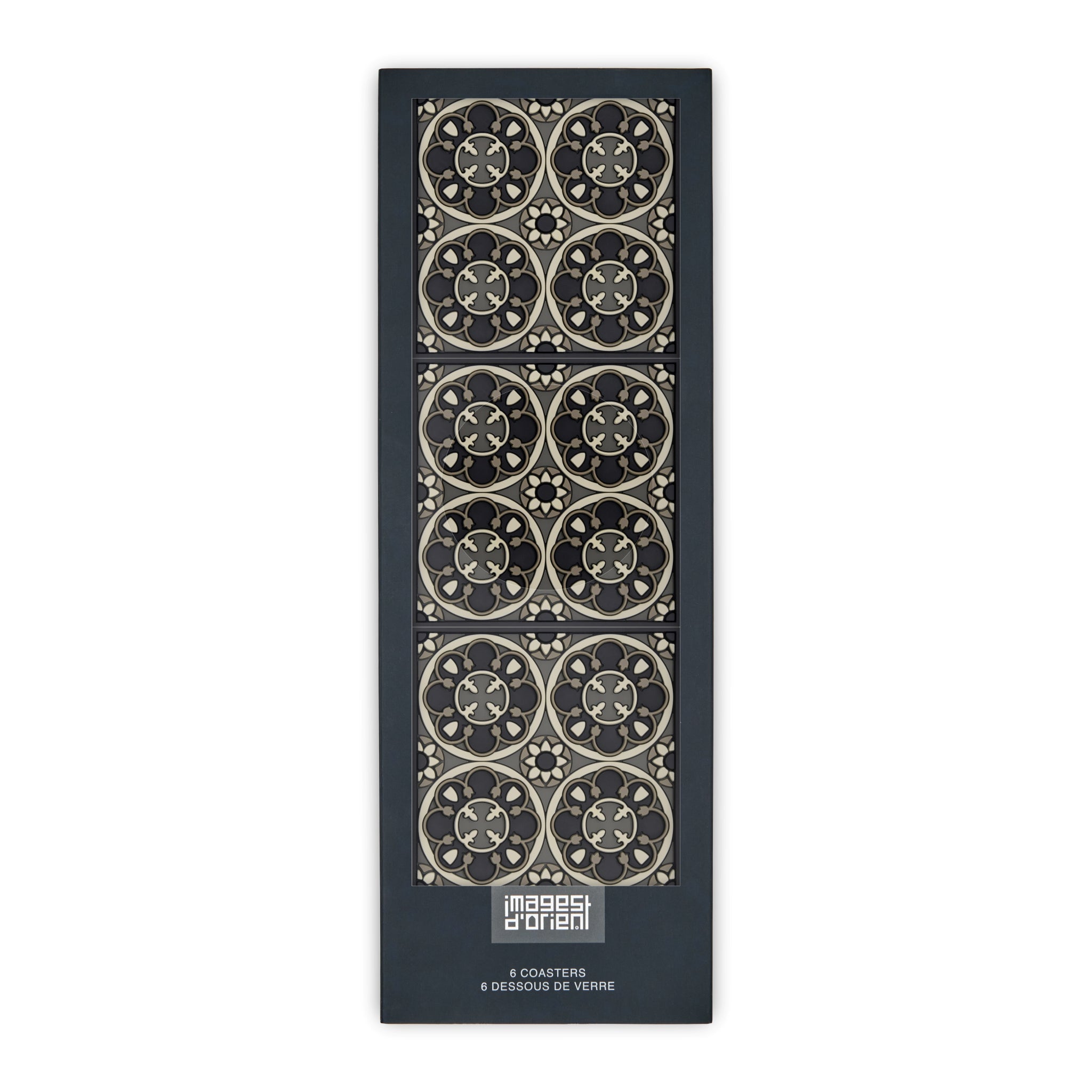Images D'Orient Coaster Sejjadeh Rosace PVC 9x9cm 3.5x.3.5inches Packaging Front Set of 6 COA-992091