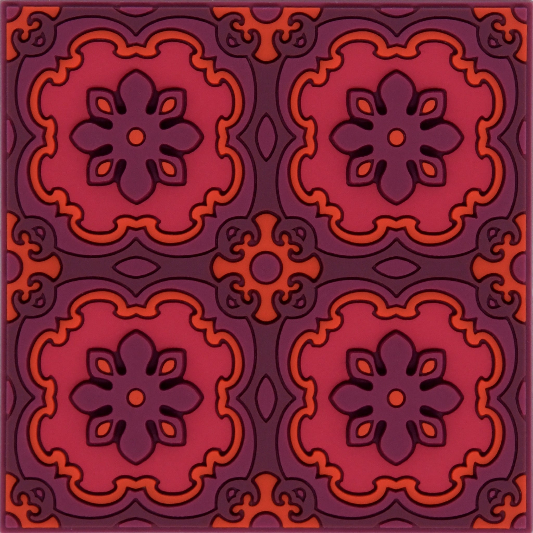 Images D'Orient Coaster Sejjadeh Ruby PVC 9x9cm 3.5x.3.5inches COA-994021