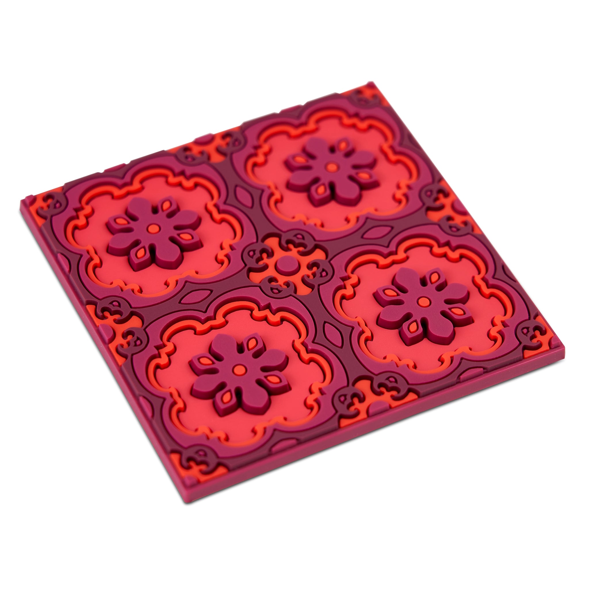 Images D'Orient Coaster Sejjadeh Ruby PVC 9x9cm 3.5x.3.5inches Perspective COA-994021