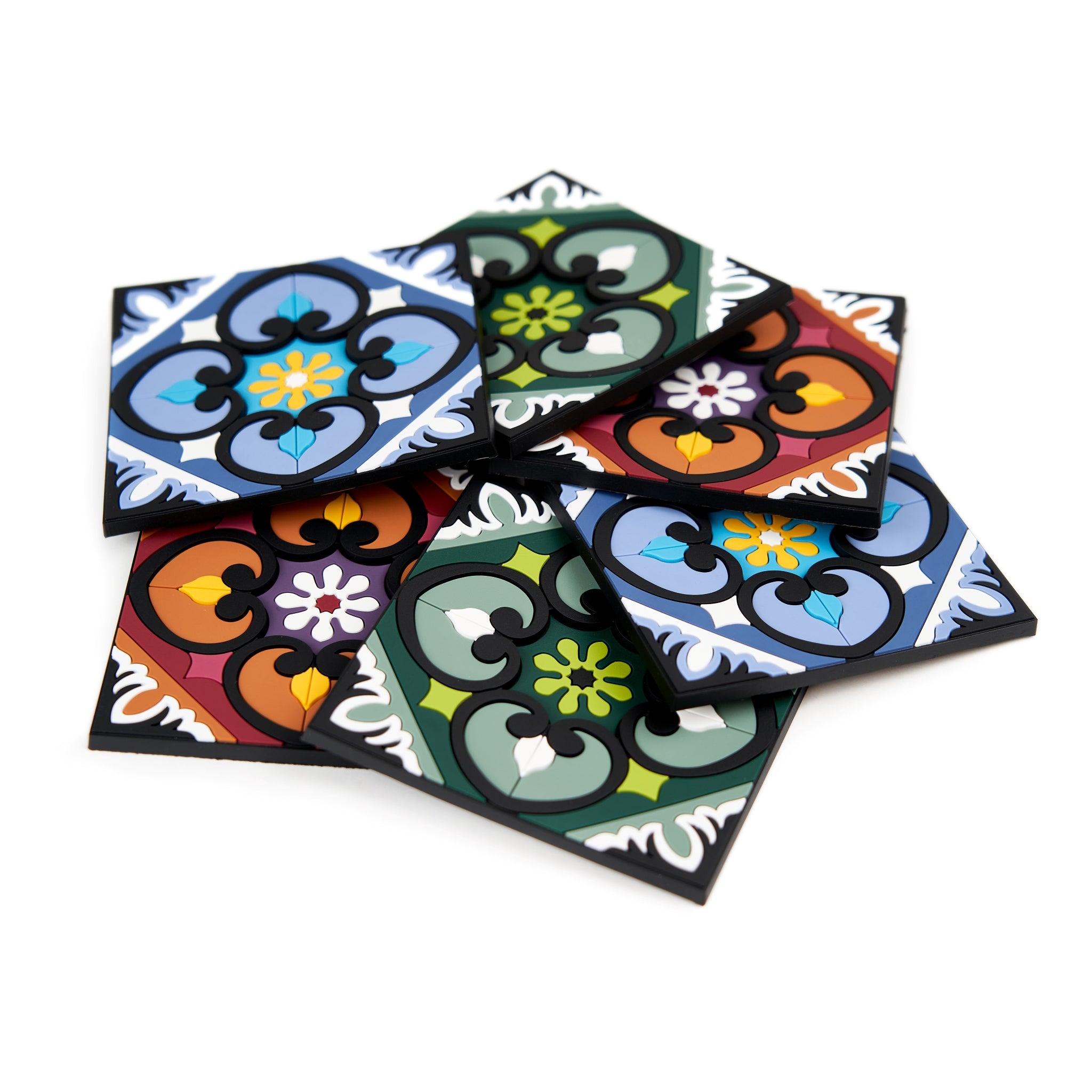 Images D'Orient Coaster Sejjadeh Terra Combo of 6 PVC 9x9cm 3.5x.3.5inches Perspective COA-993296