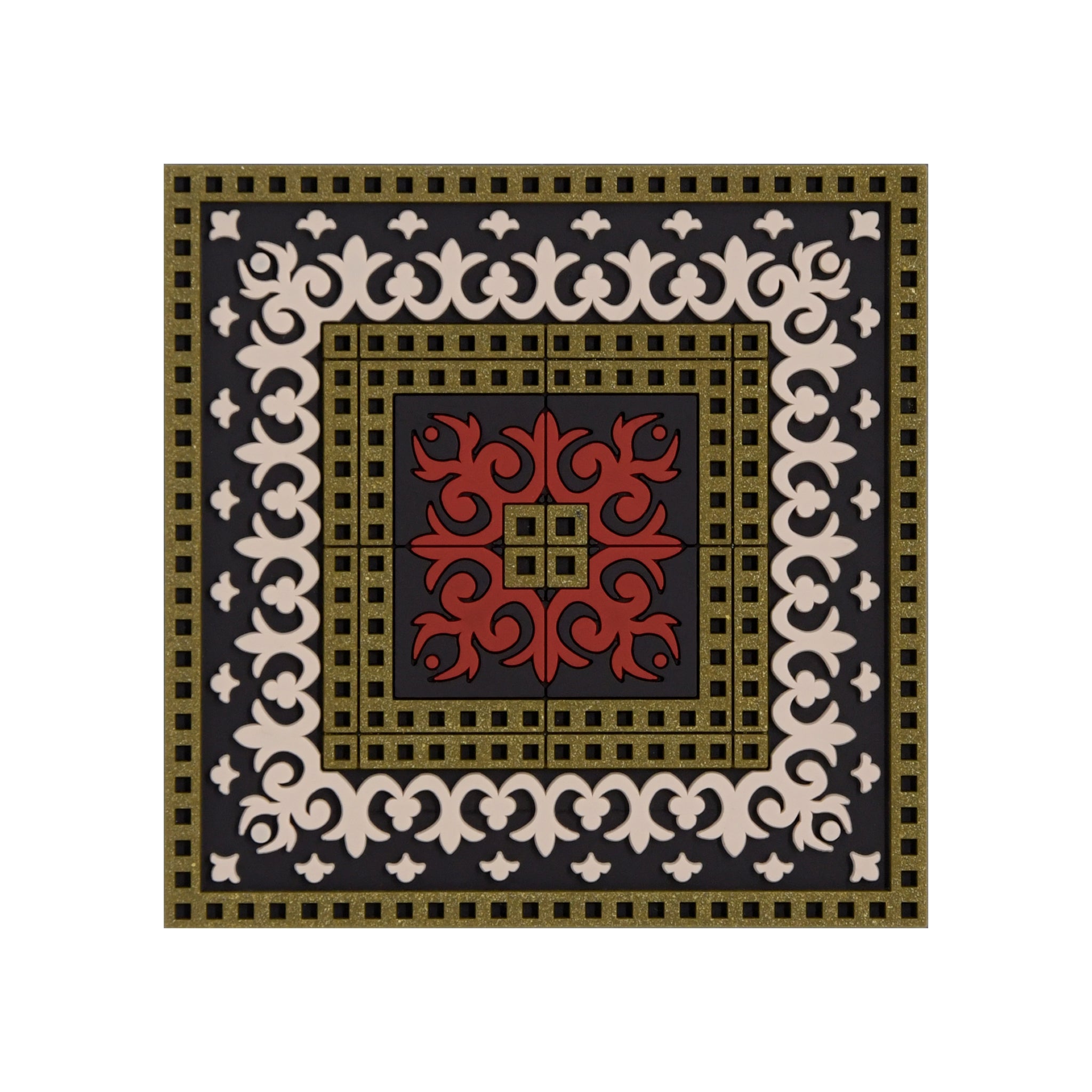 Images D'Orient Coaster Sejjadeh Zen Red PVC 9x9cm 3.5x.3.5inches COA-992021