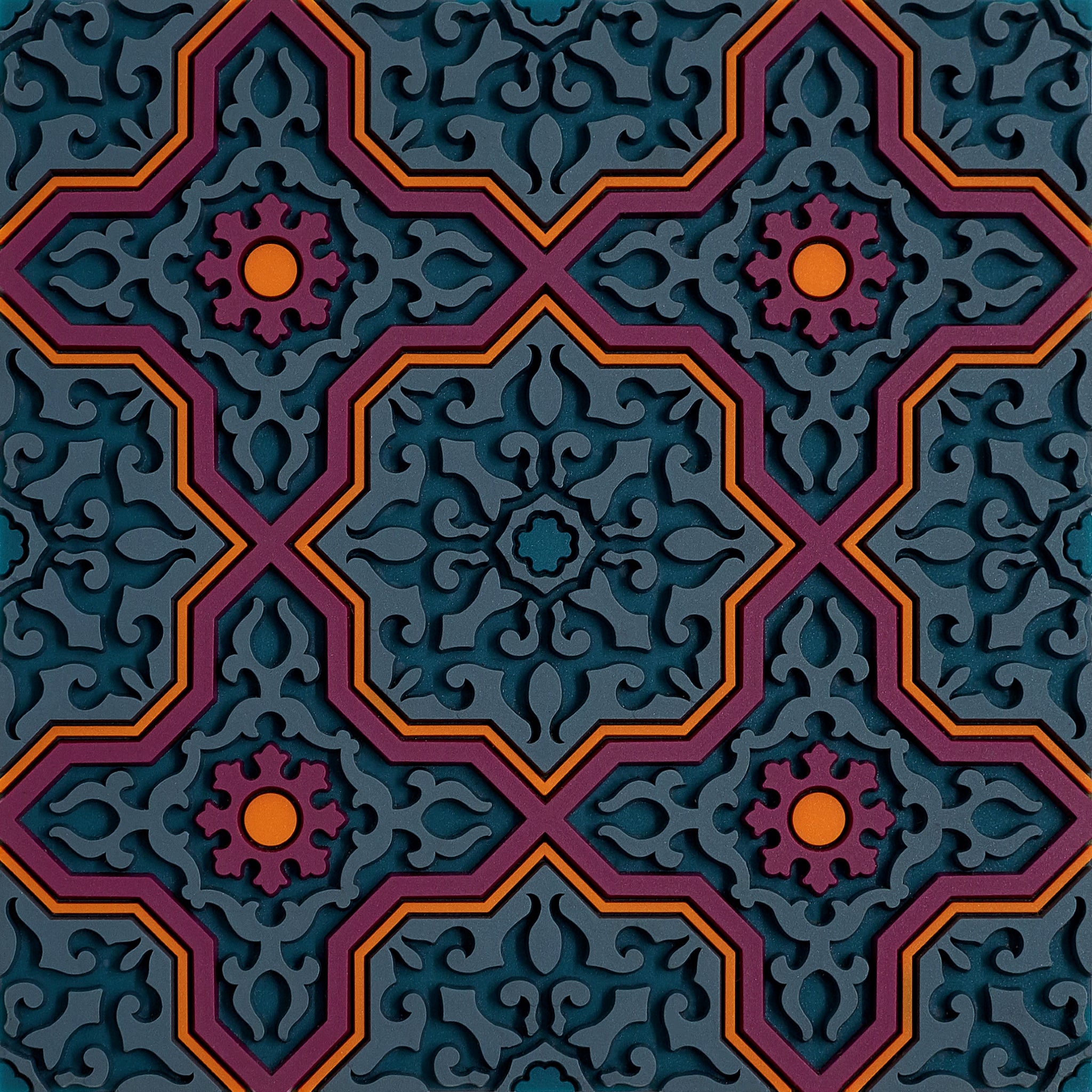 Images D'Orient Coaster Vagabonde Dentelle Soie PVC 9x9cm 3.5x.3.5inches COA-990381