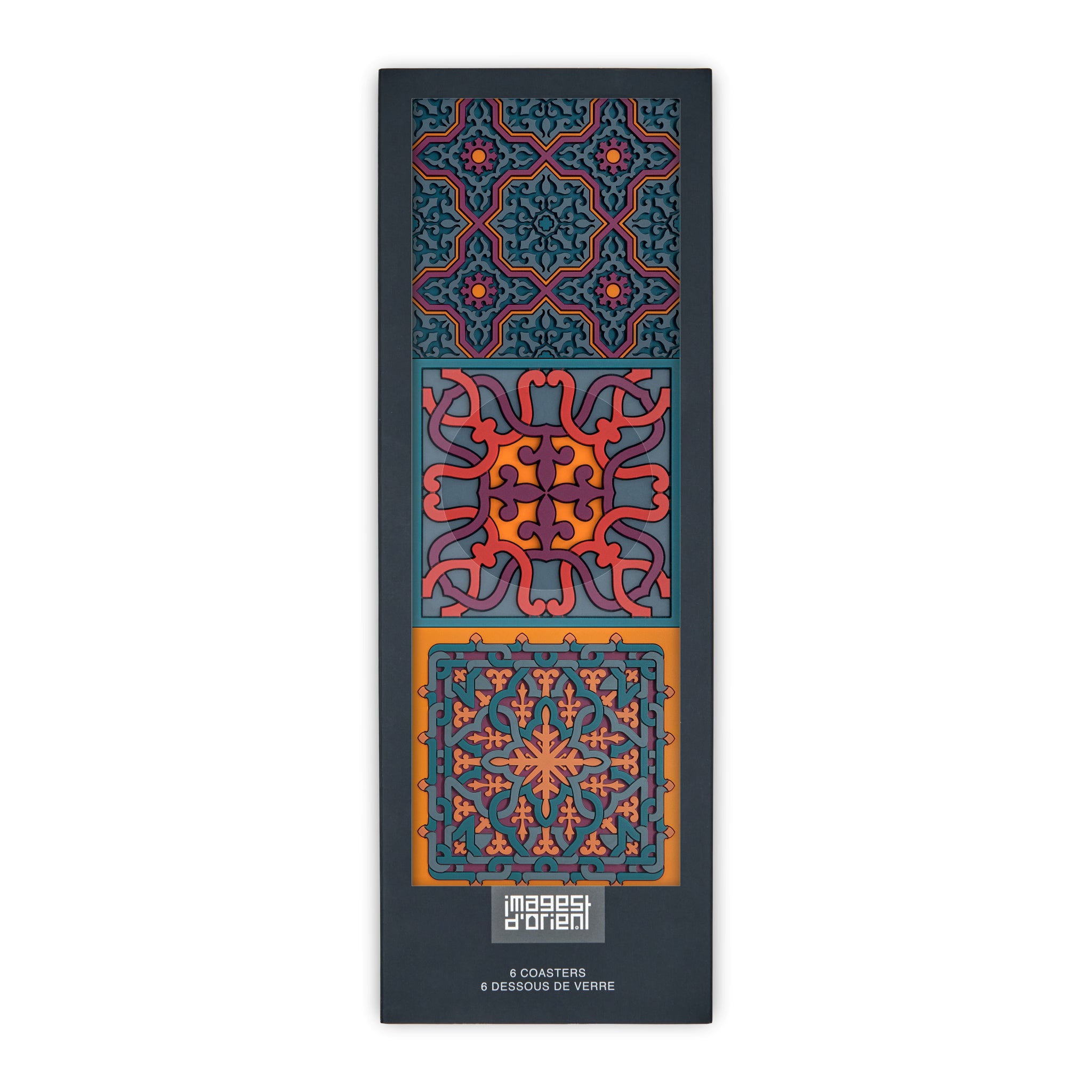 Images D'Orient Coaster Vagabonde Soie Combo of 6 PVC 9x9cm 3.5x.3.5inches Packaging Front Set of 6 COA-993306