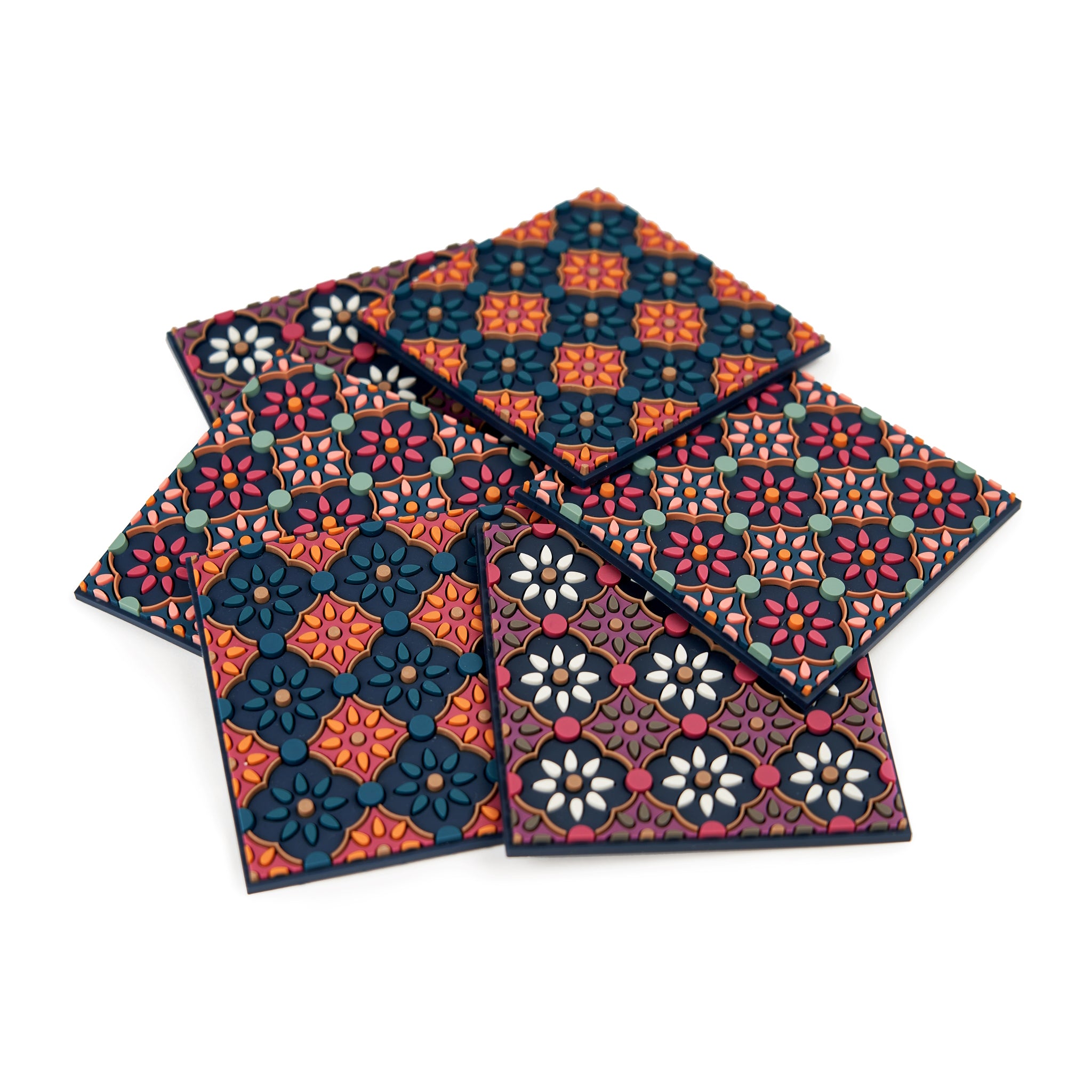 Images D'Orient Coaster Zahra Combo of 6 PVC 9x9cm 3.5x.3.5inches Perspective COA-993336