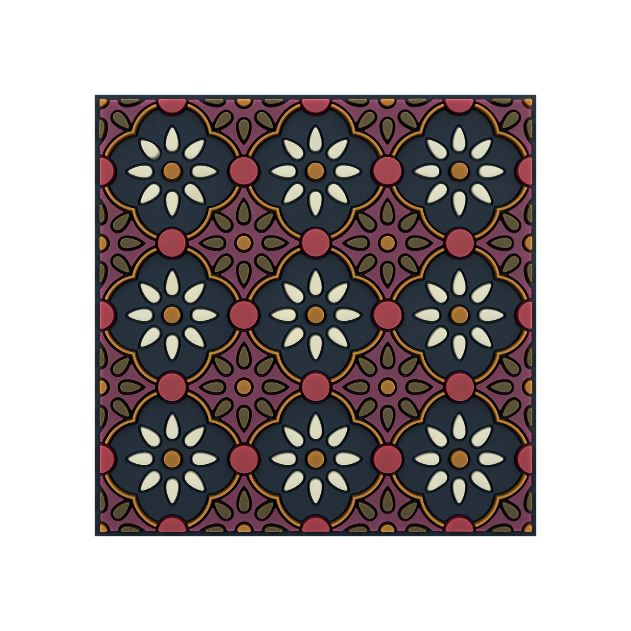 Images D'Orient Coaster Zahra White PVC 9x9cm 3.5x.3.5inches COA-990461