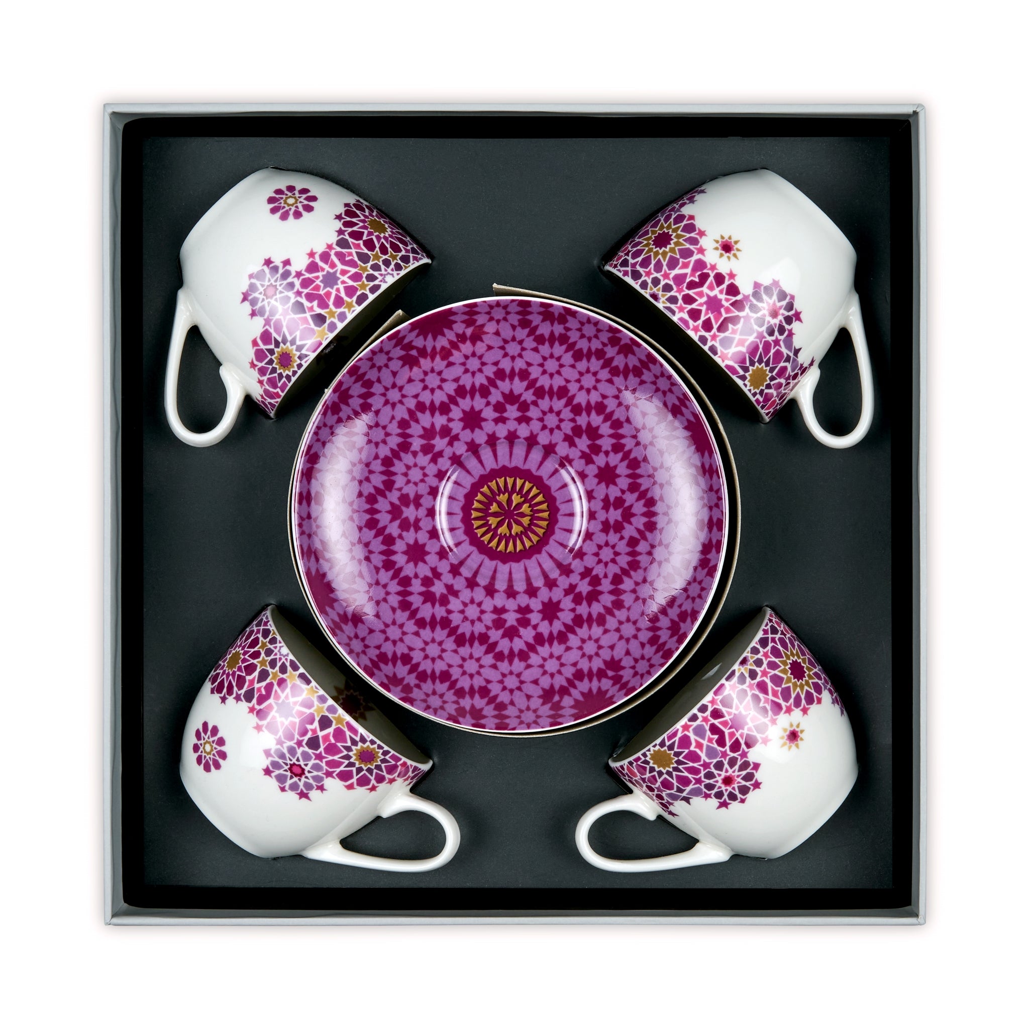 Images D'Orient Coffee Cup Saucer Moucharabieh Parme 90 ml Set of 4 Porcelain In Box POR-920014