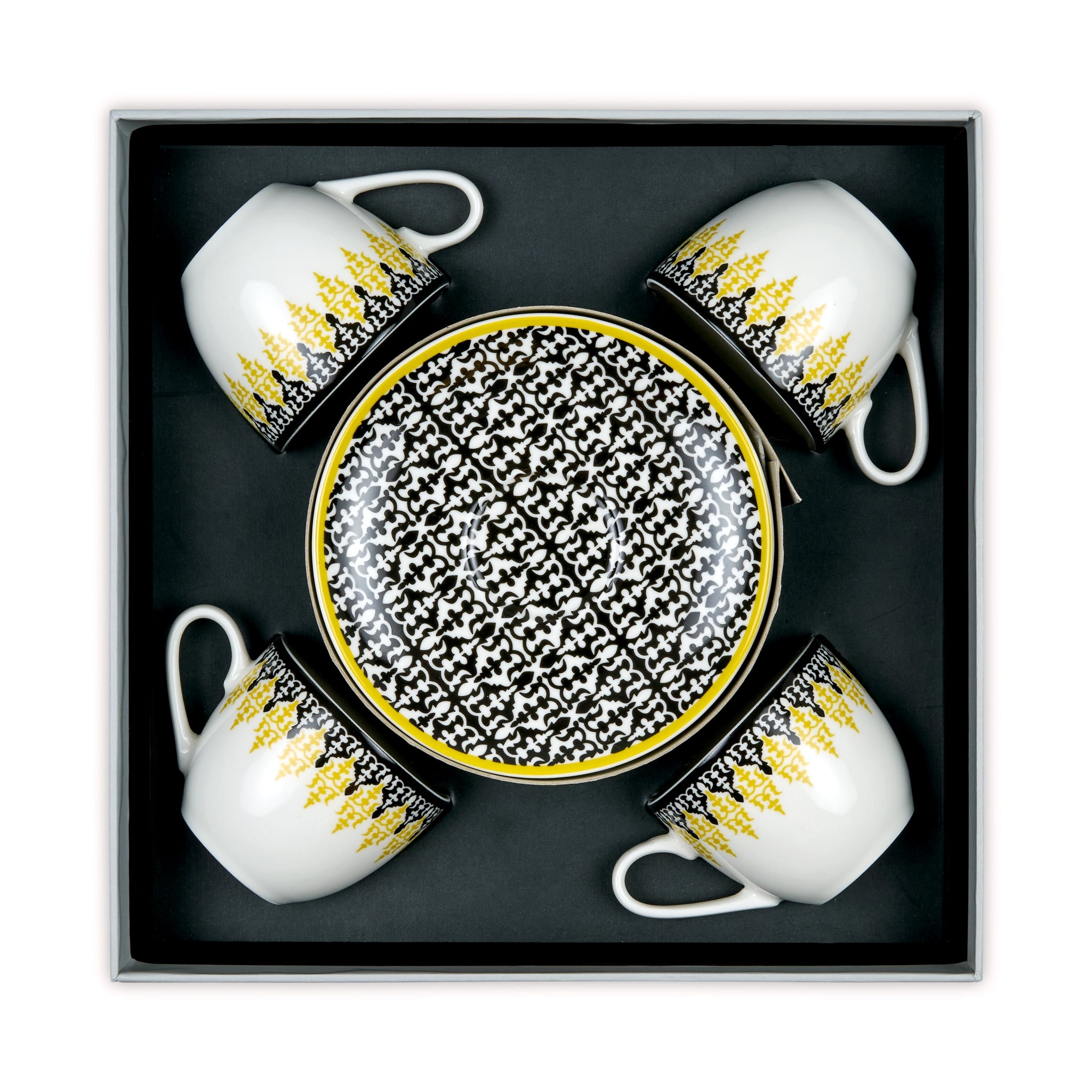 Images D'Orient Coffee Cup Saucer Safra 90 ml Set of 4 Porcelain In Box POR-920064