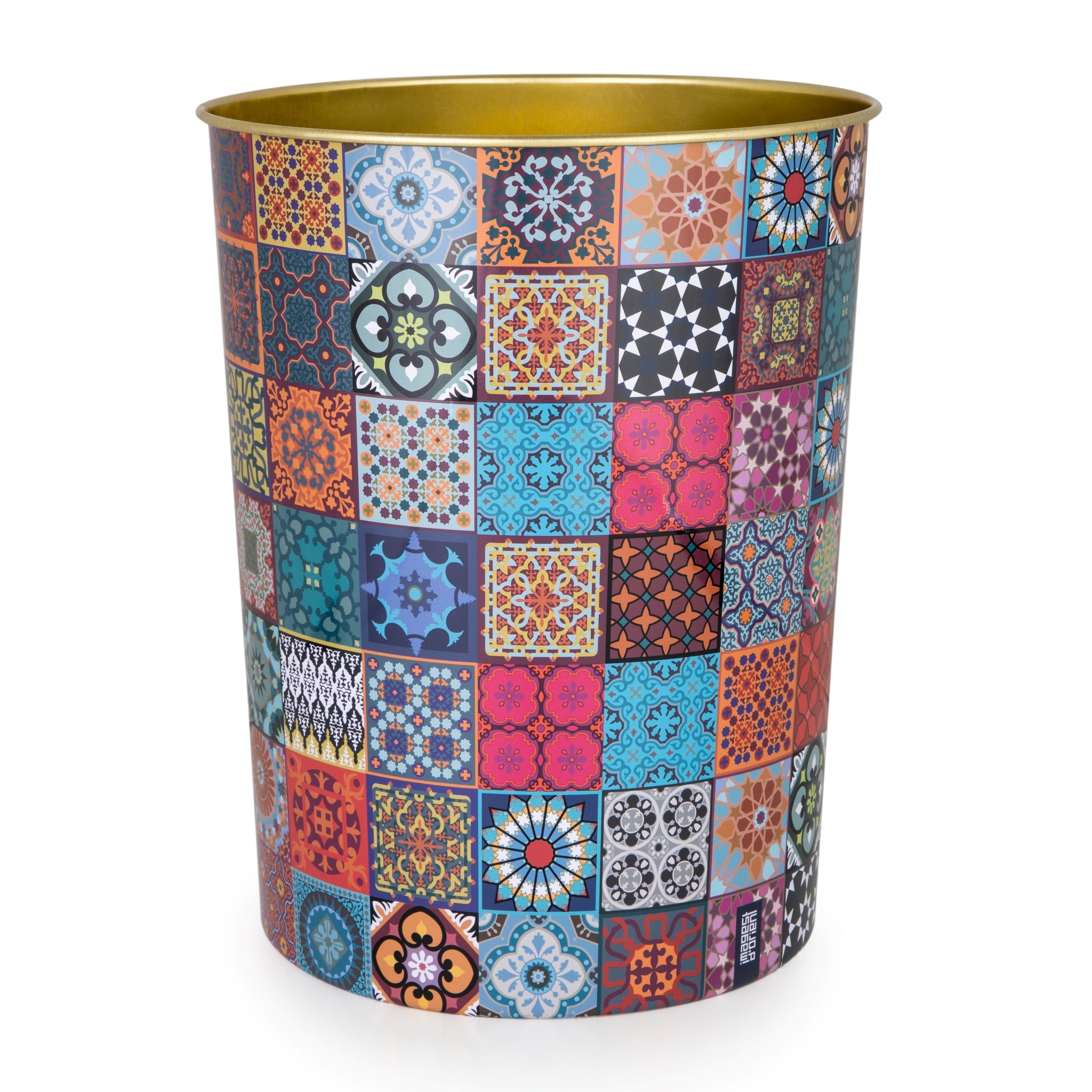 Images D'Orient Paper Bin Basket Patchwork tinplate 26x21cm 10.2x8.2inches TIN-261004