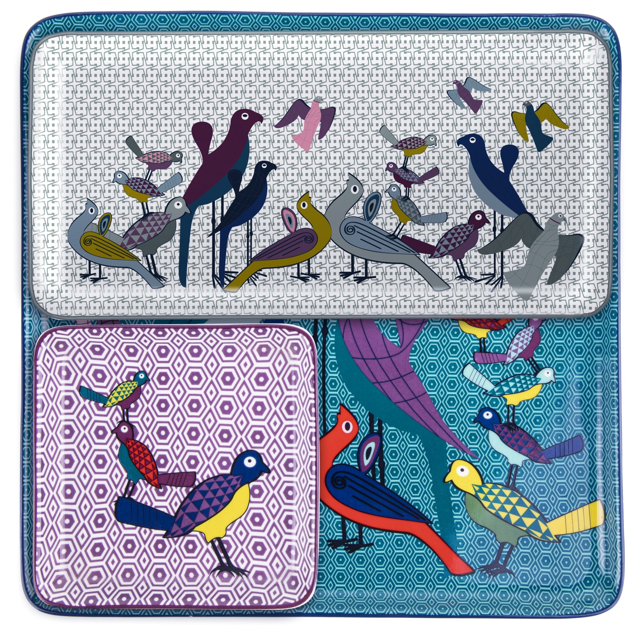 Images D'Orient Platter Birds Of Paradise Combo of 4 POR-440084