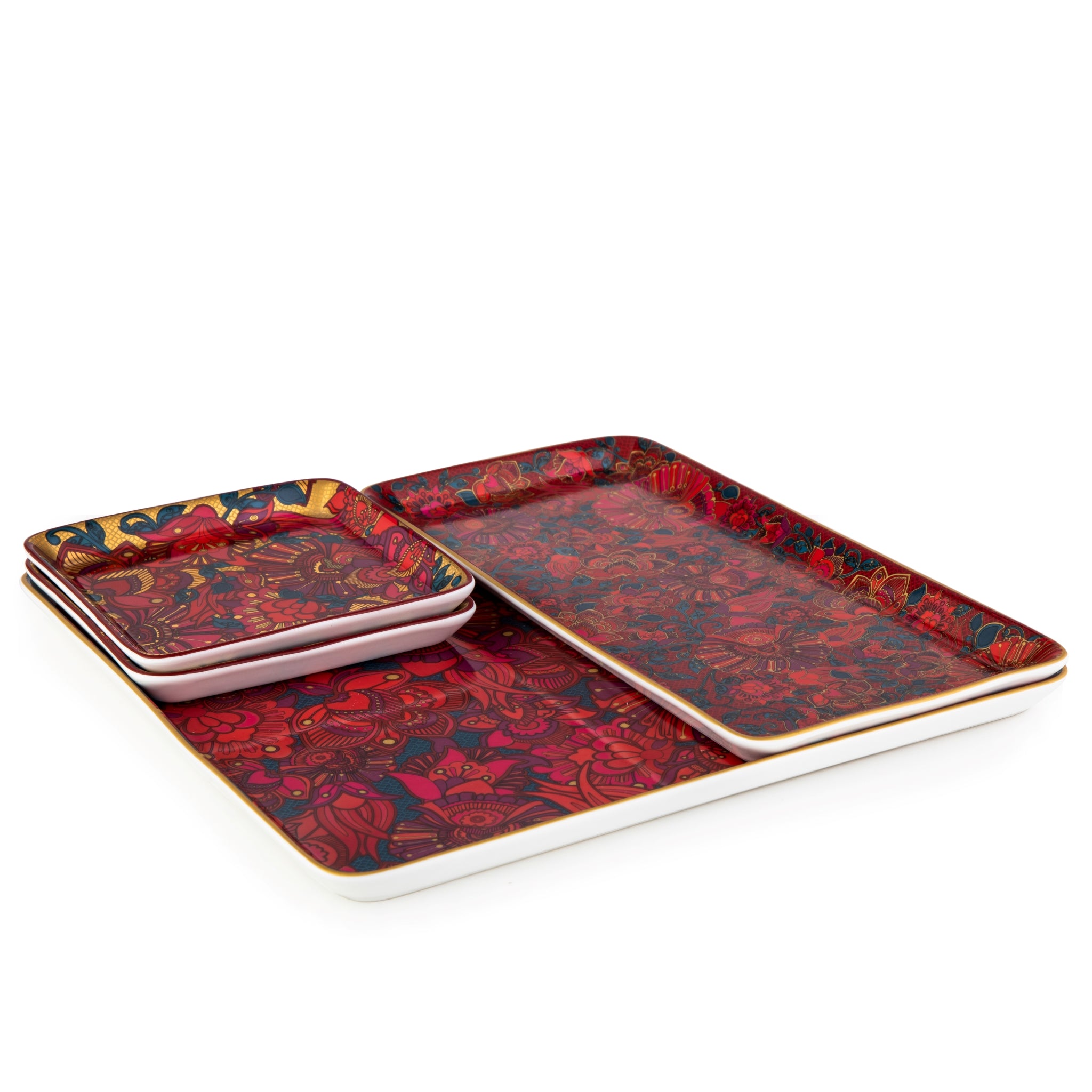 Images D'Orient Platter Kashmir Combo of 4 Perspective POR-440064