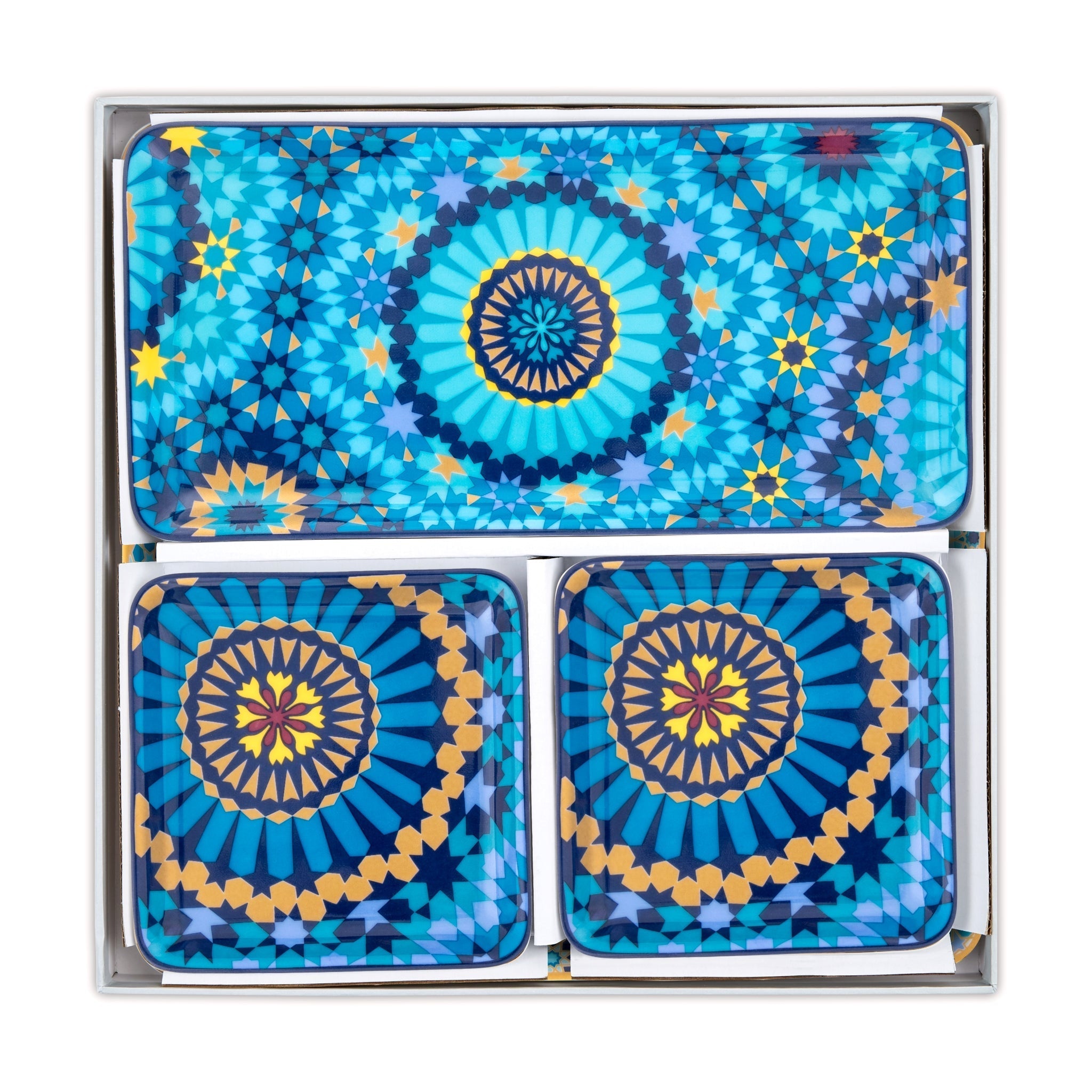 Images D'Orient Platter Moucharabieh Blue Combo of 4 In Box POR-440044