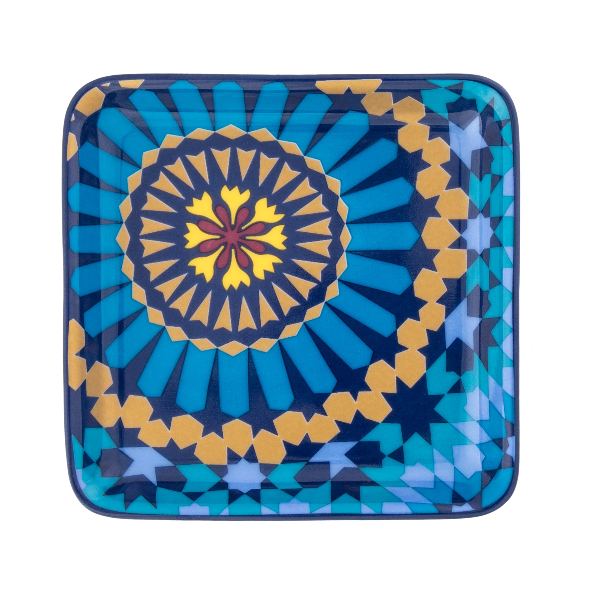Images D'Orient Platter Moucharabieh Blue Combo of 4 Small POR-440044