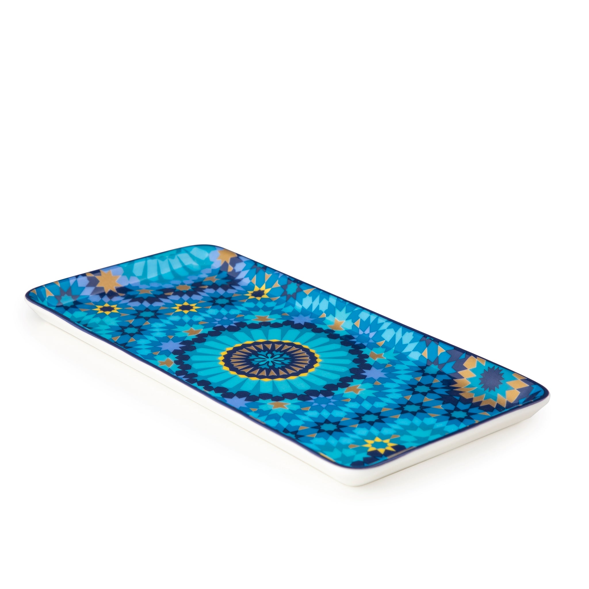 Images D'Orient Rectangular Platter Moucharabieh Blue 24 x 12 cm Perspective POR-124004