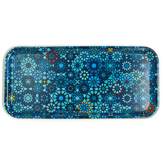 Images D'Orient Rectangular Tray Moucharabieh Blue 32 x 15 cm TRA-332108