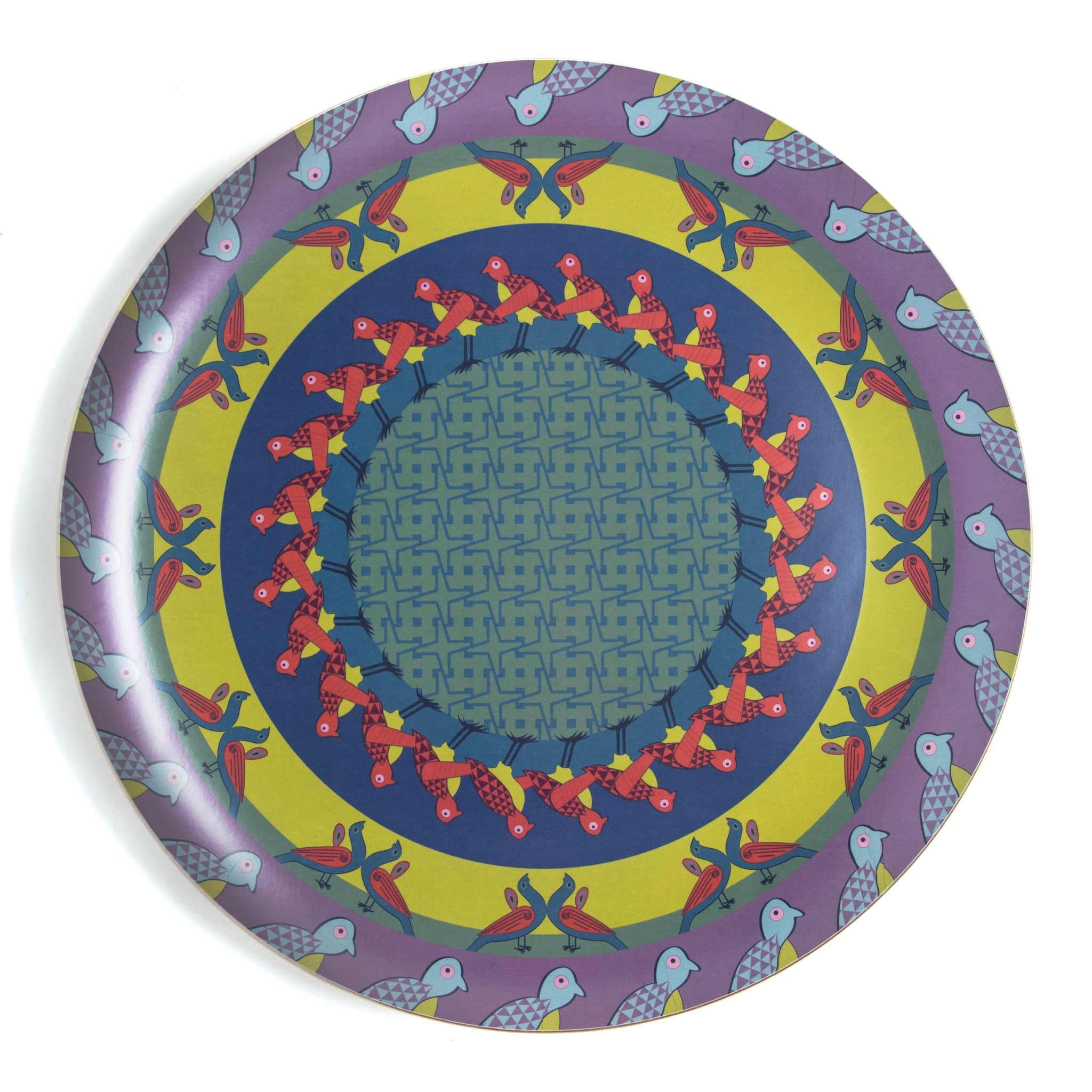 Images D'Orient Round Laminated Tray Birds Of Paradise 49 cm WPL-490071