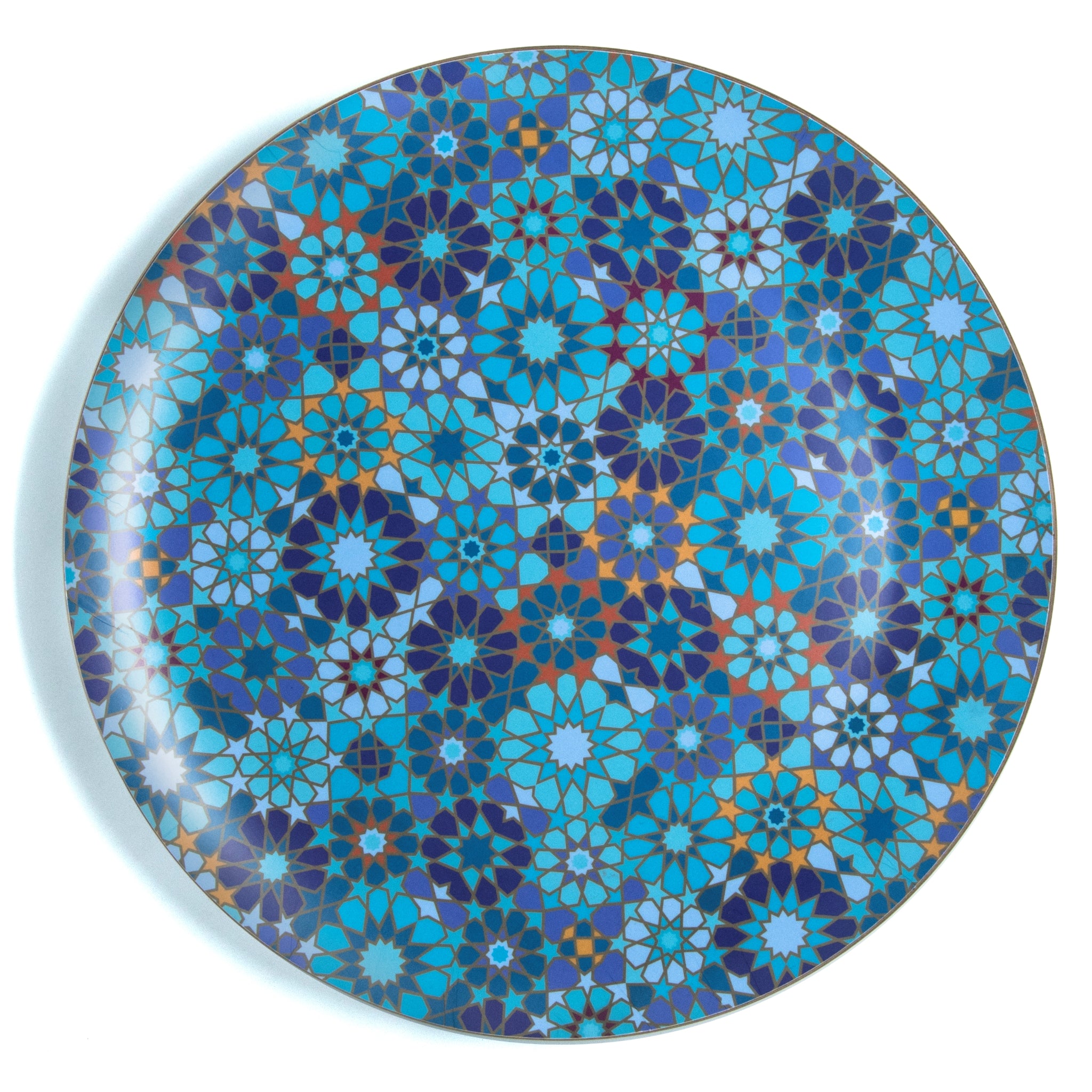 Images D'Orient Round Laminated Tray Moucharabieh Blue 49 cm WPL-490011