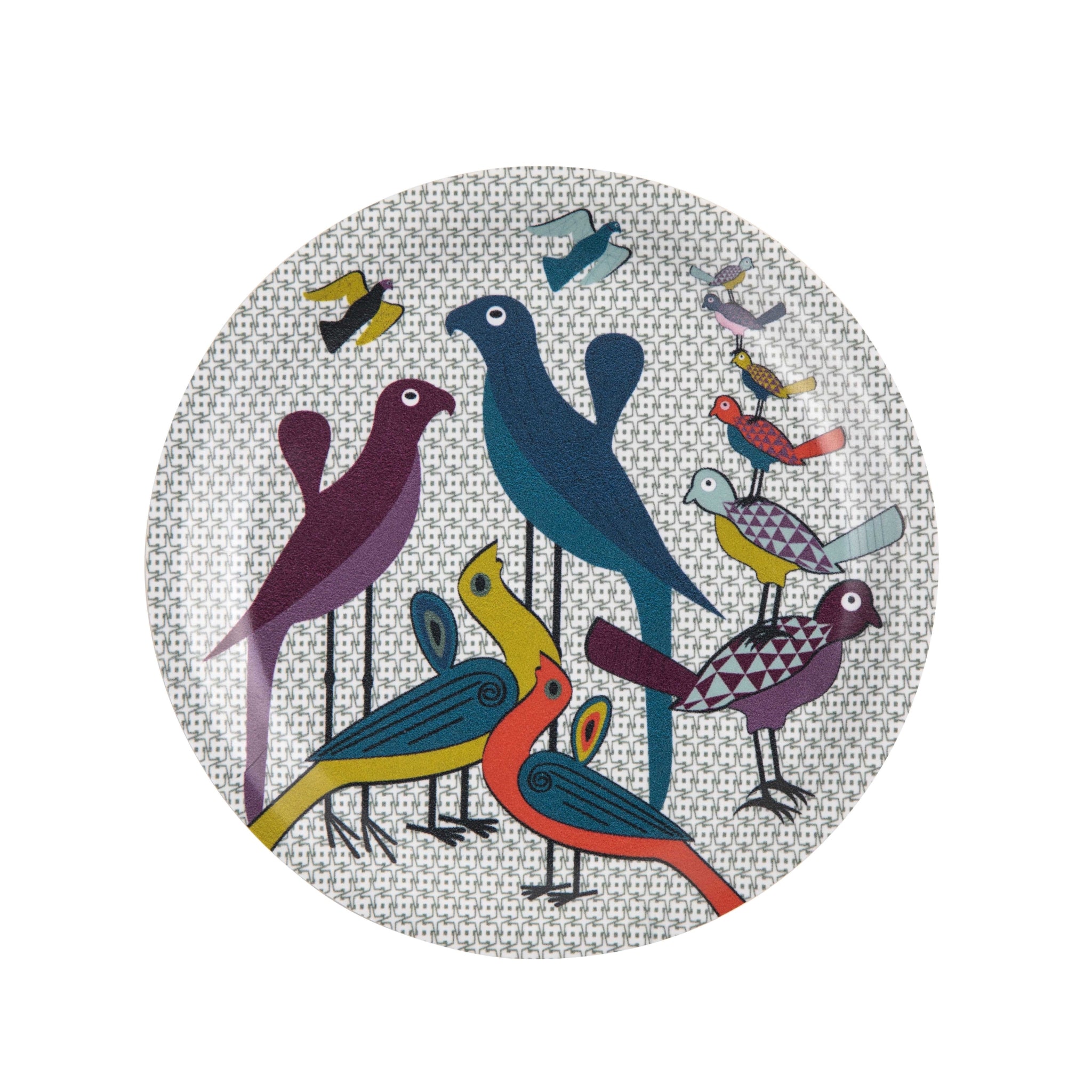 Images D'Orient Round Mini Tray Birds Of Paradise 11cm 4.3inches Veneer COA-111041