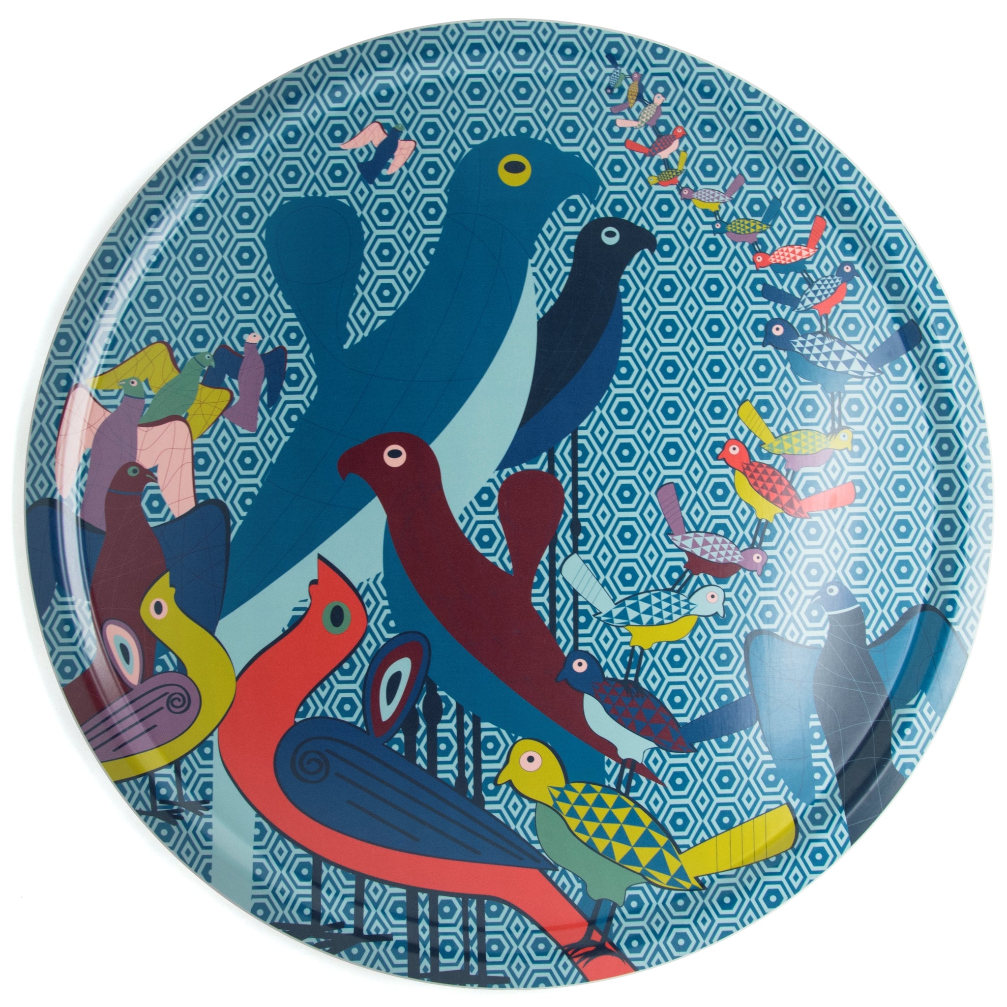 Images D'Orient Round Tray Birds Of Paradise 65 cm TRA-650021
