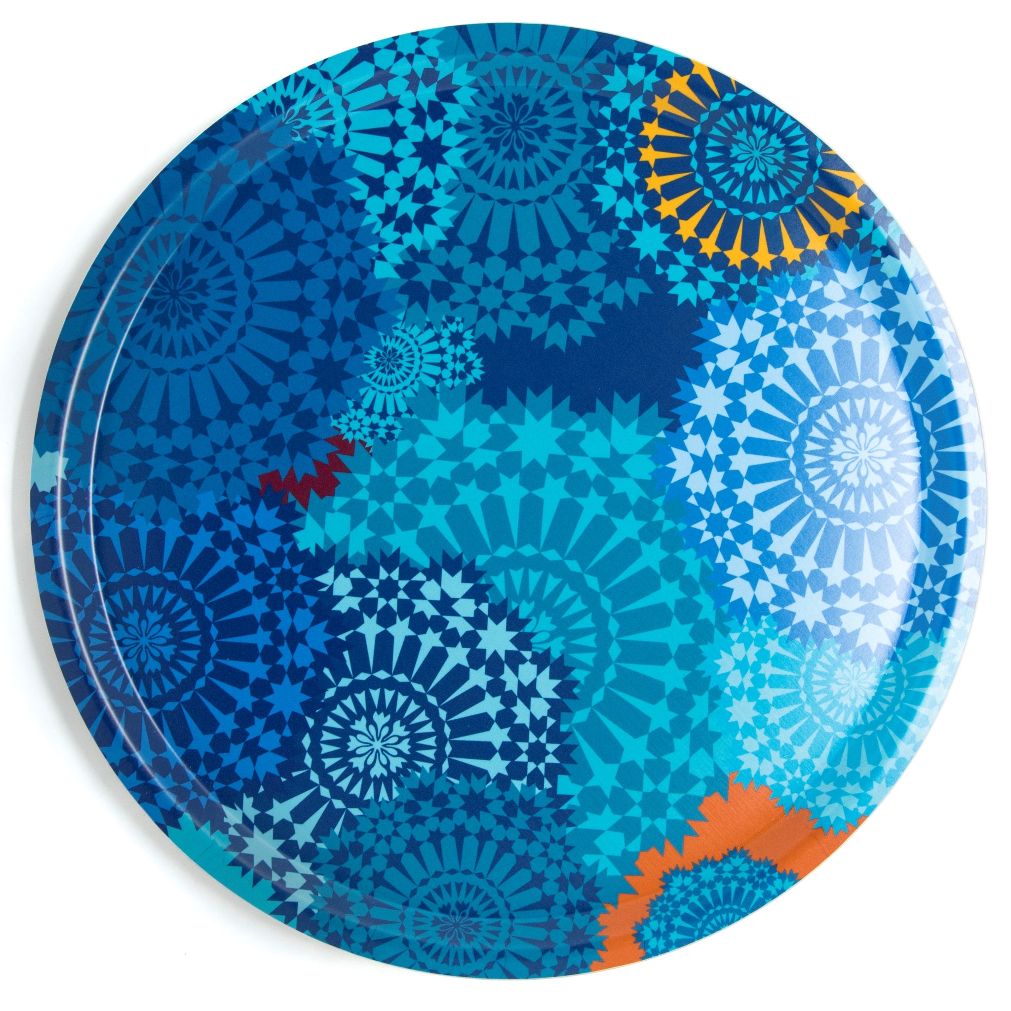 Images D'Orient Round Tray Moucharabieh Blue 38 cm TRA-380011