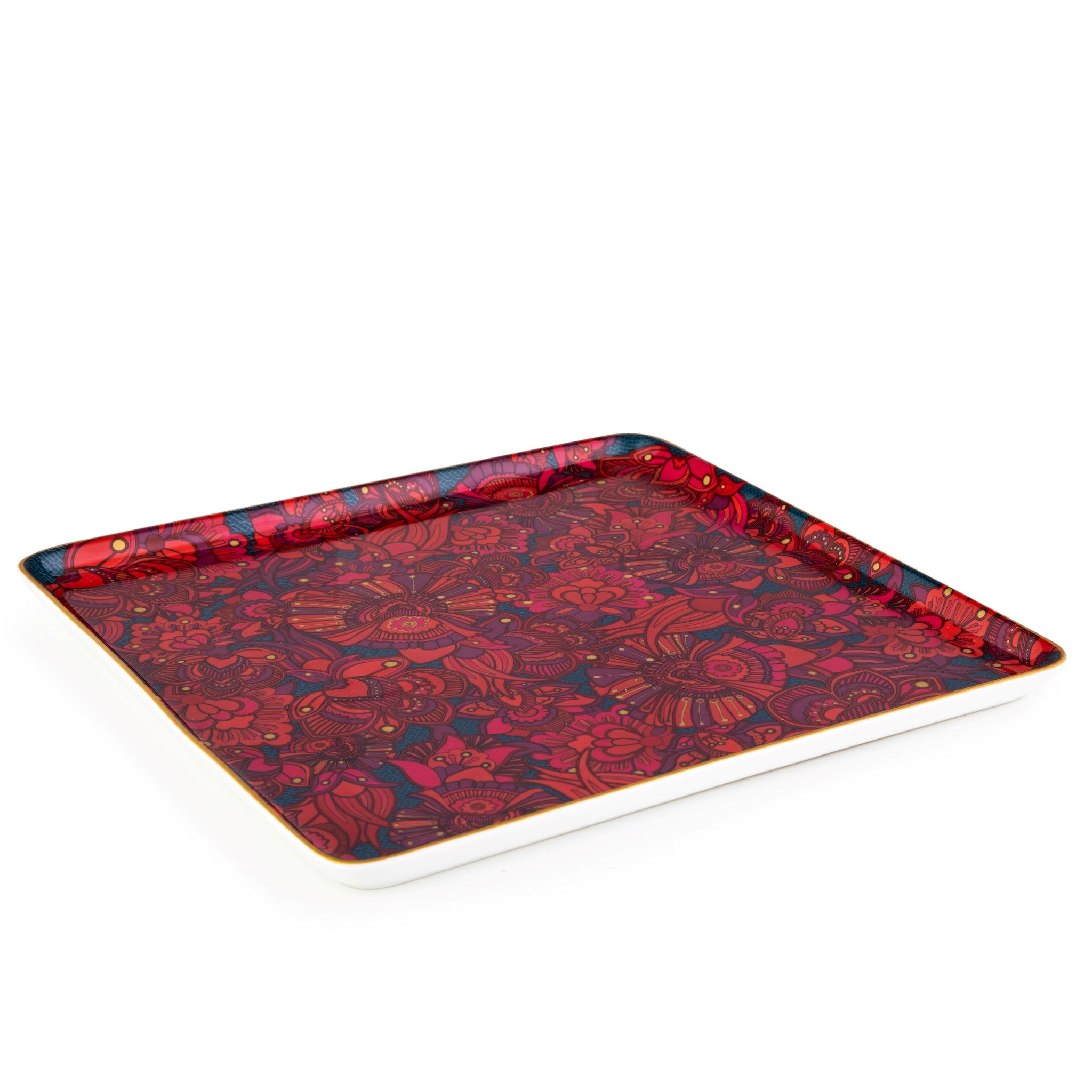Images D'Orient Square Platter Large Kashmir 25 cm Perspective POR-125006