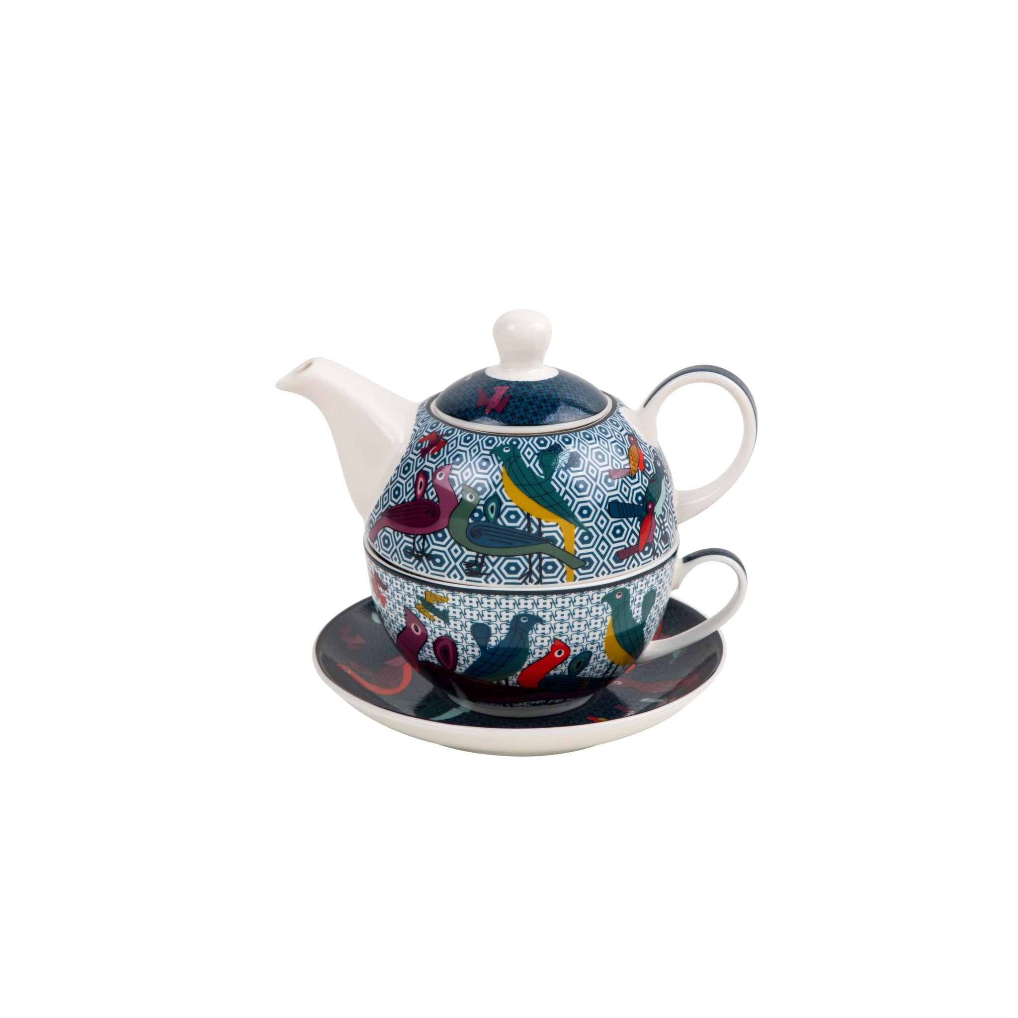 Images D'Orient Tea for One with Infuser Birds Of Paradise Porcelain POR-321441