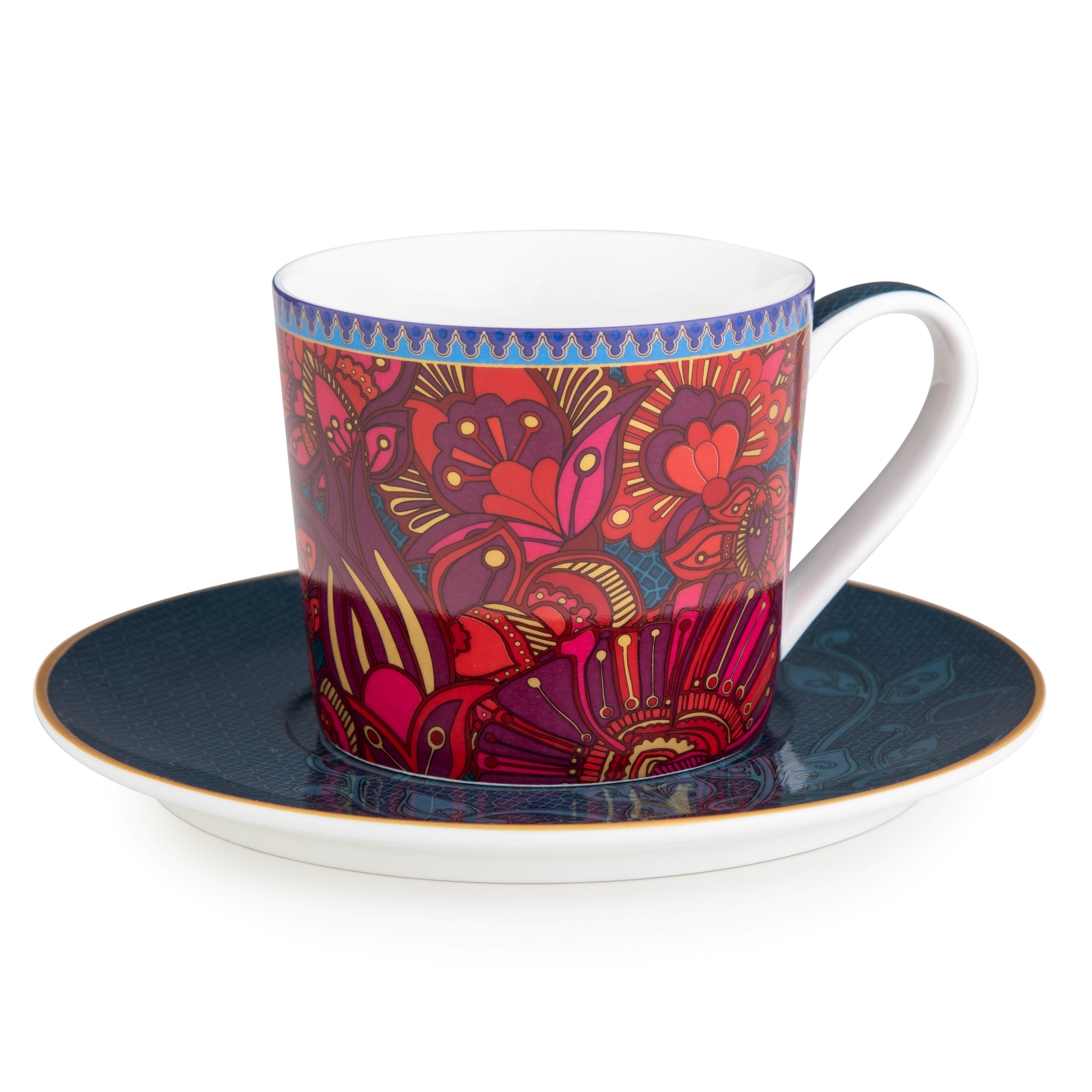 Images D'Orient Teacup Saucer Kashmir Set of 4 Porcelain POR-373224