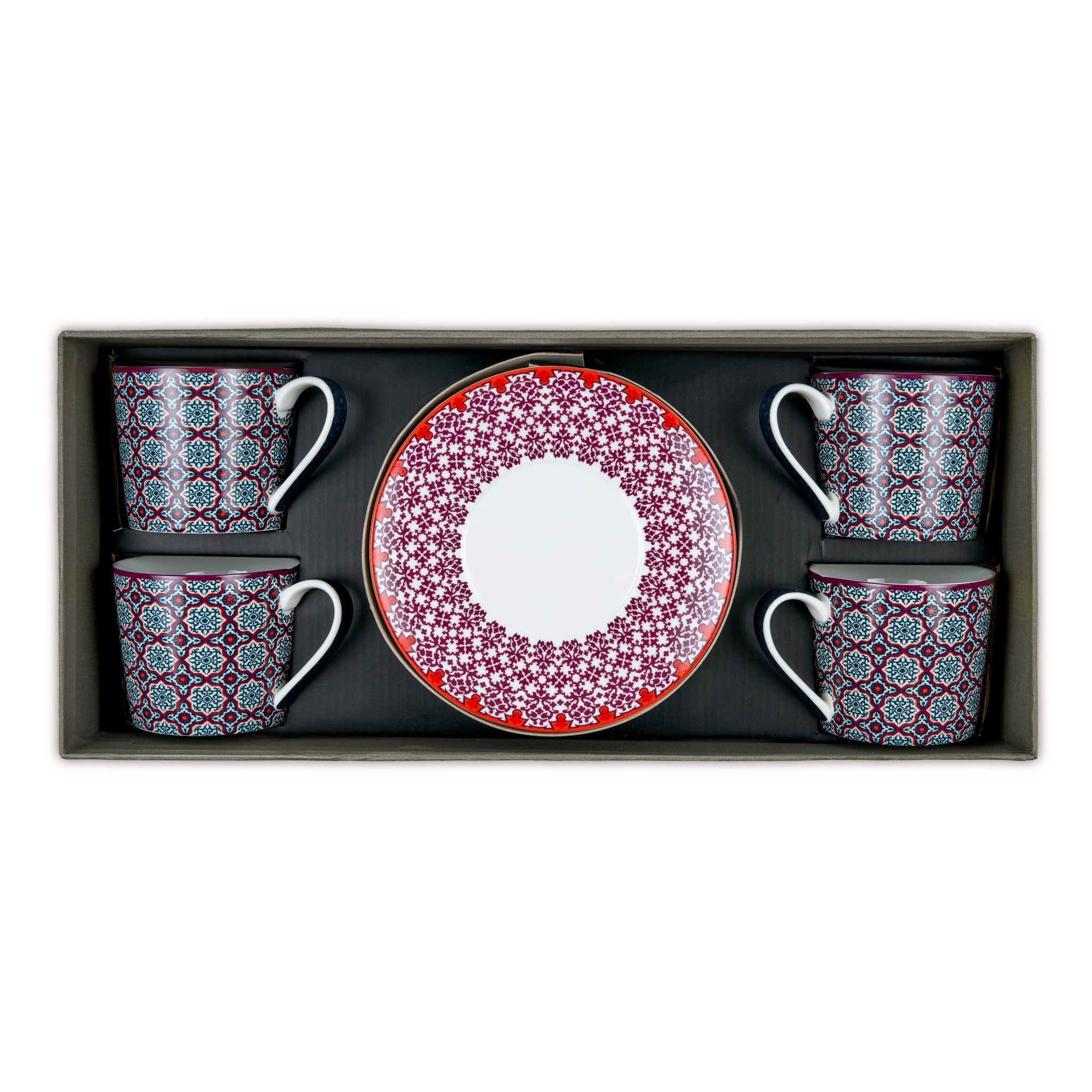 Images D'Orient Teacup Saucer Vagabonde Set of 4 Porcelain In Box POR-363224