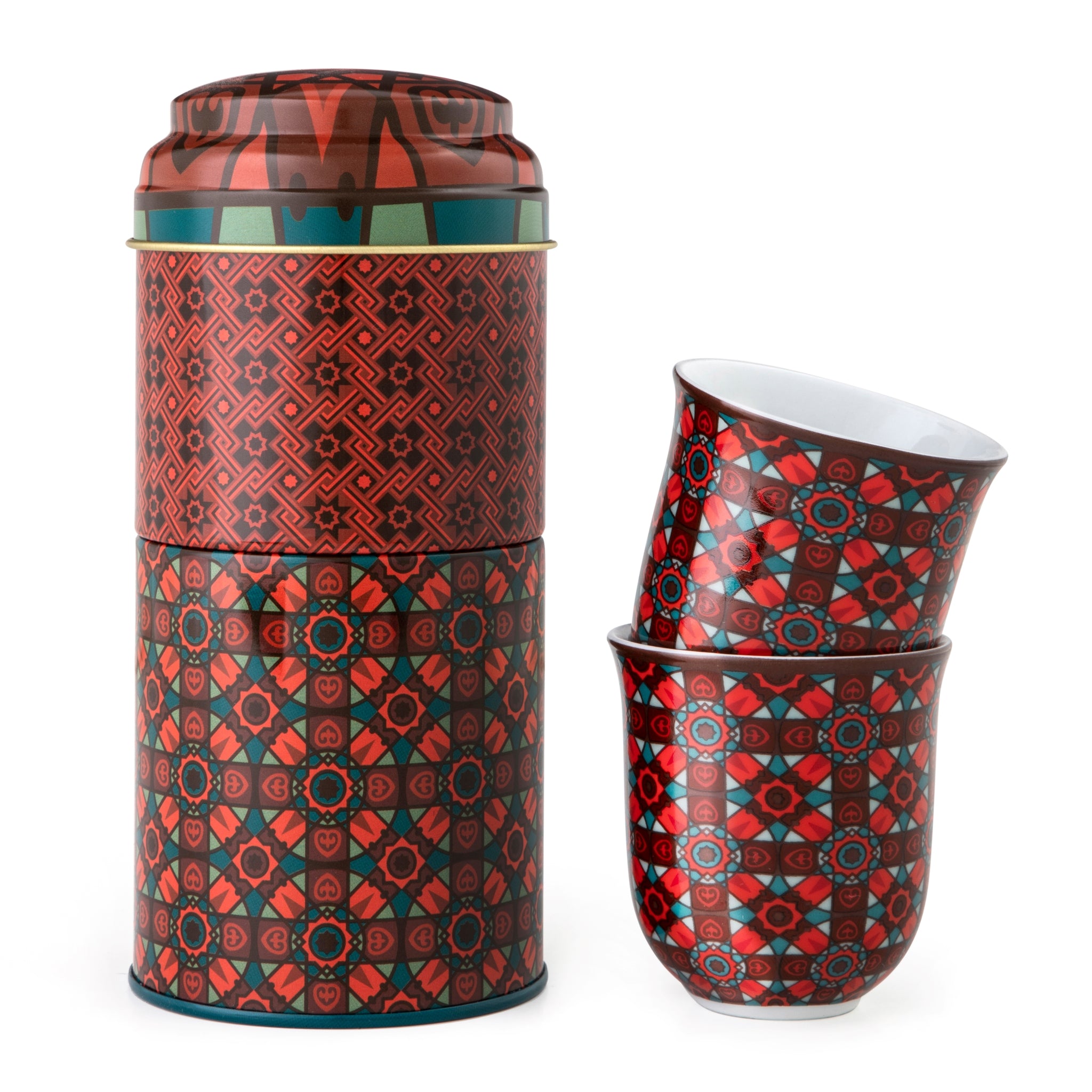 Images D'Orient Tin Box with 2 Coffee Cups Porcelain Kalea 90 ml POR-902102