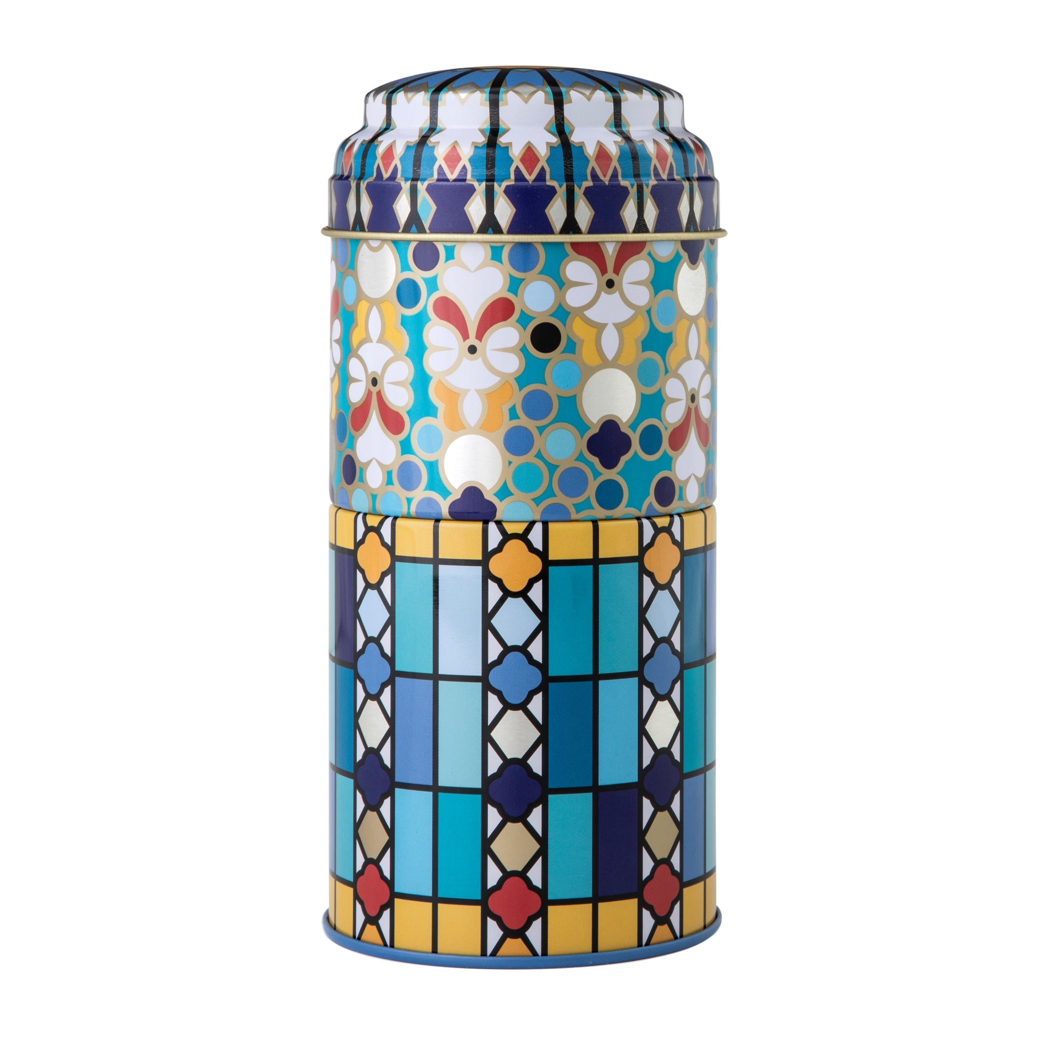 Images D'Orient Tin Box with 2 Coffee Cups Porcelain Sursock Vitrail 90 ml Tin POR-902042