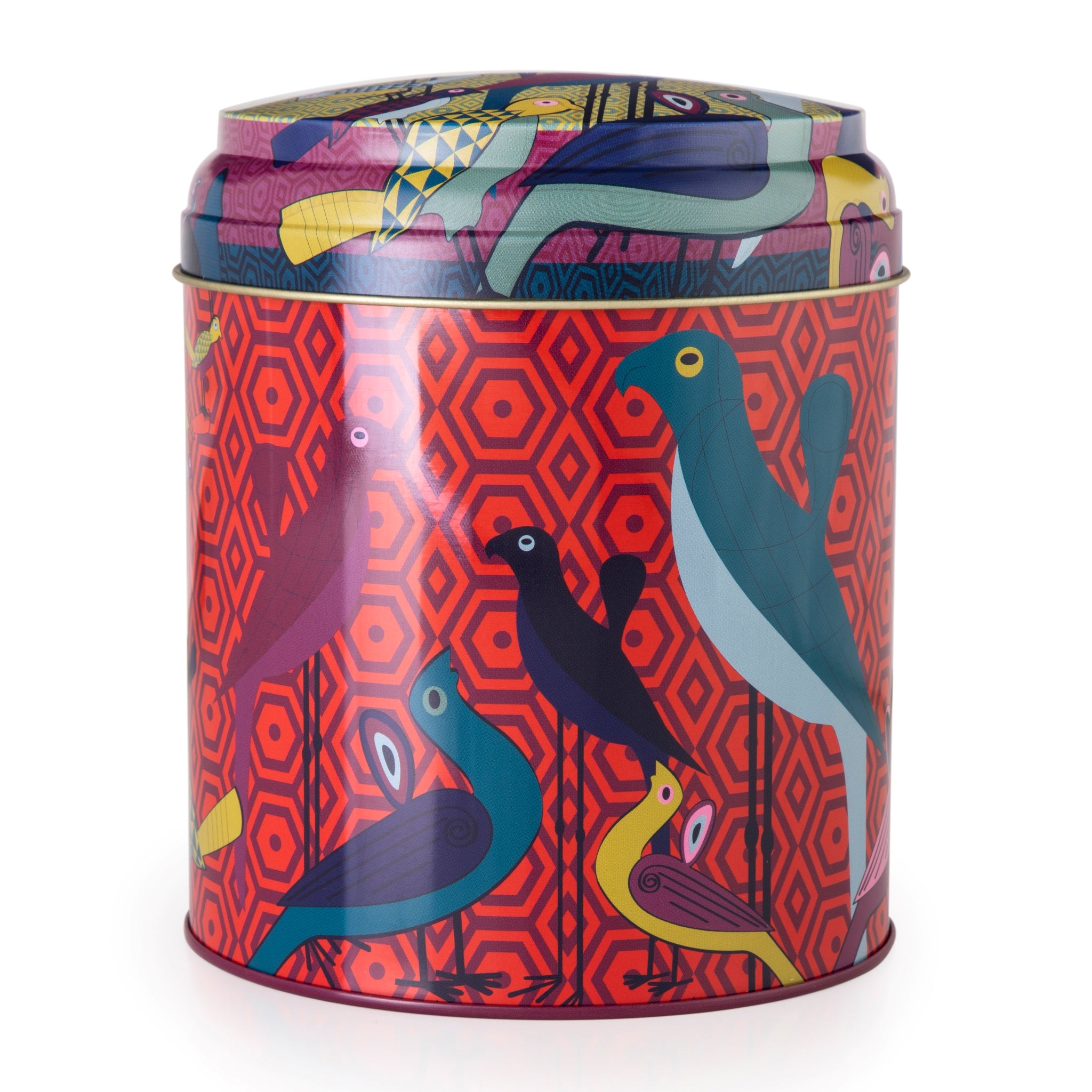 Images D'Orient Tin Box with 2 Coffee Cups Saucer Birds Of Paradise 90 ml Tin POR-922042