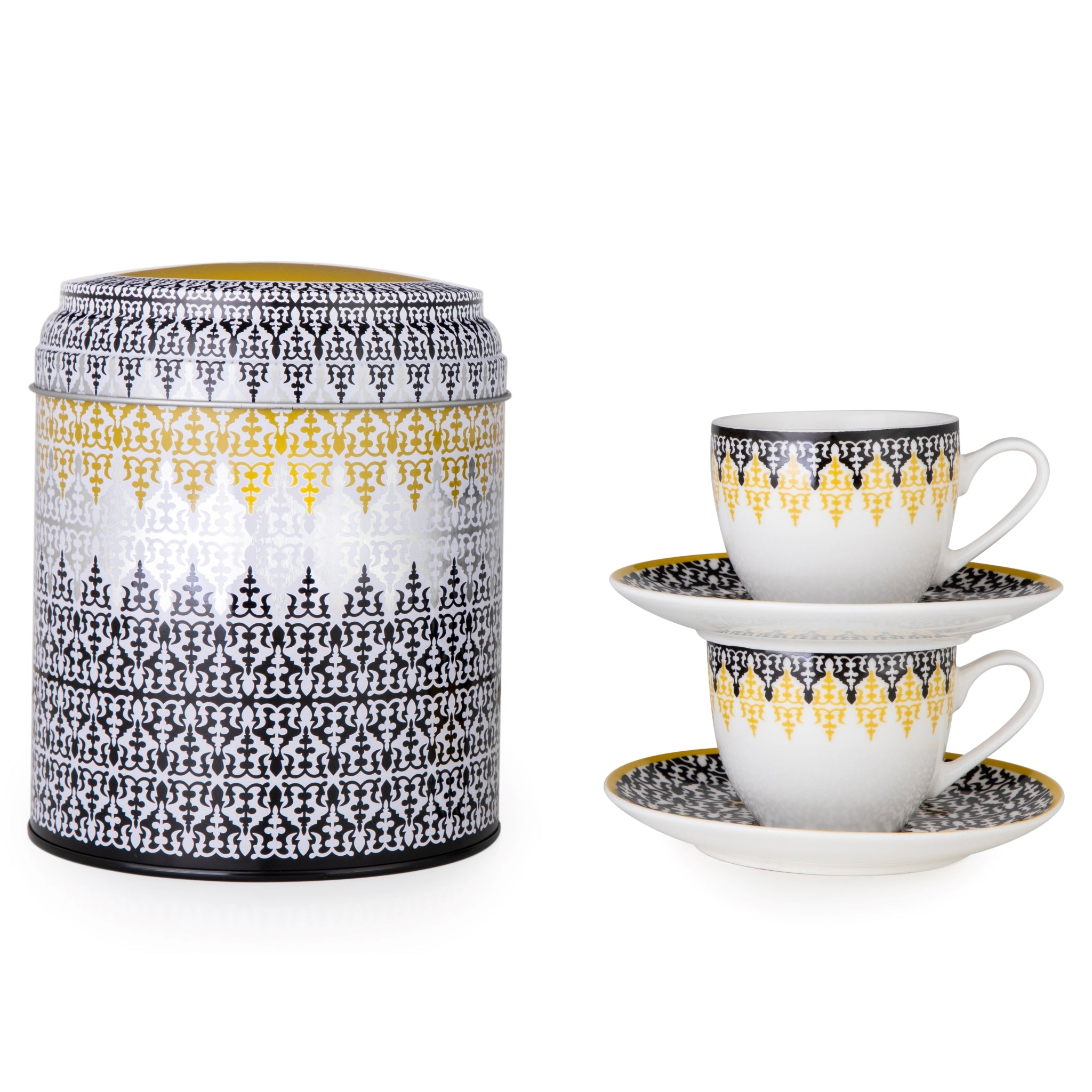 Images D'Orient Tin Box with 2 Coffee Cups Saucer Safra 90 ml POR-922062