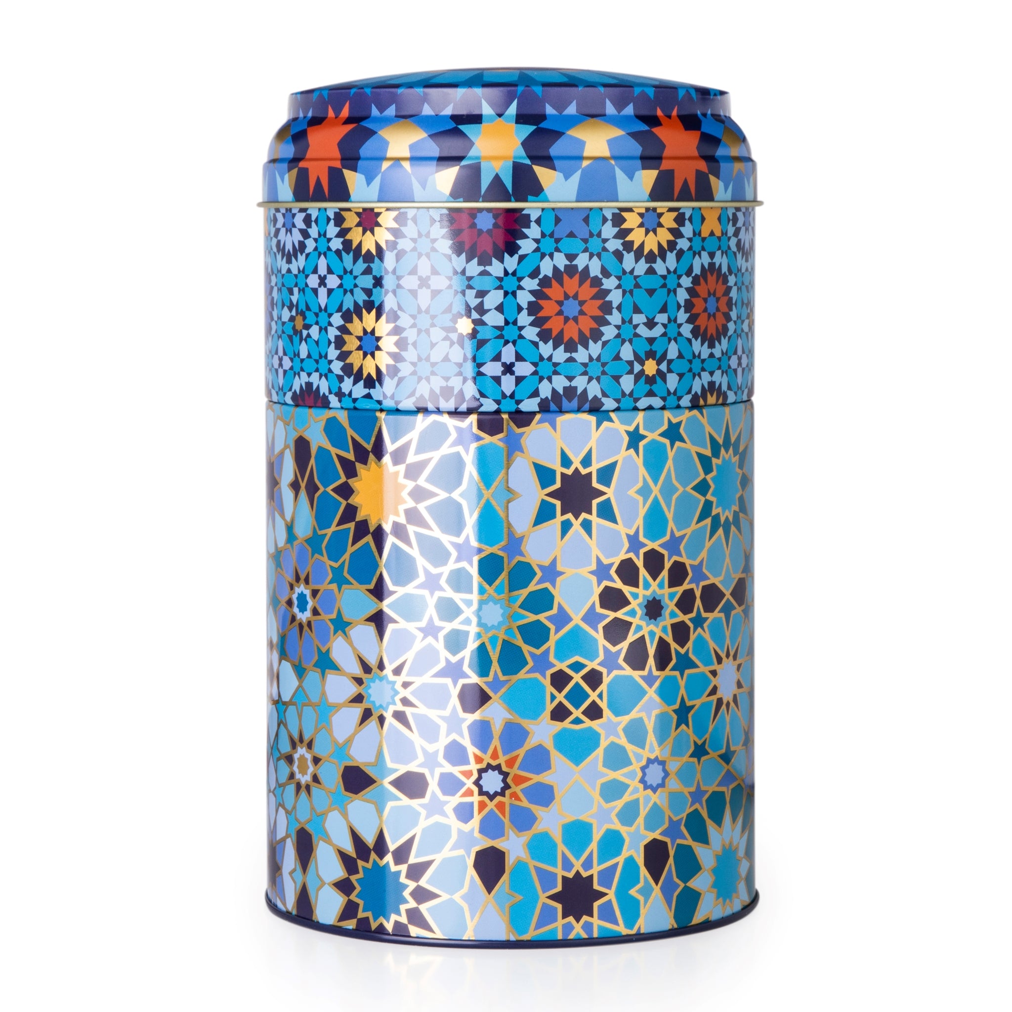 Images D'Orient Tin Box with Straight MUG Bowl Moucharabieh Blue Tin POR-232012