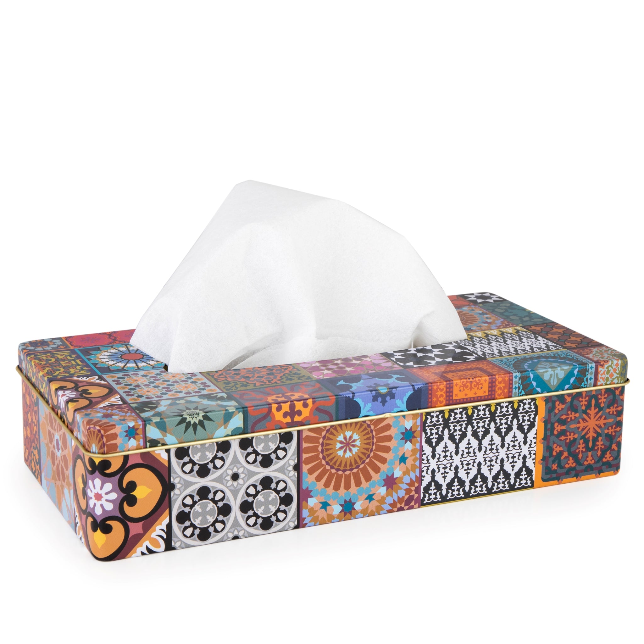 Images D'Orient Tissue Box Patchwork tinplate 26x13.3x5.8cm 10.2x5.2x2.3inches TIN-251004