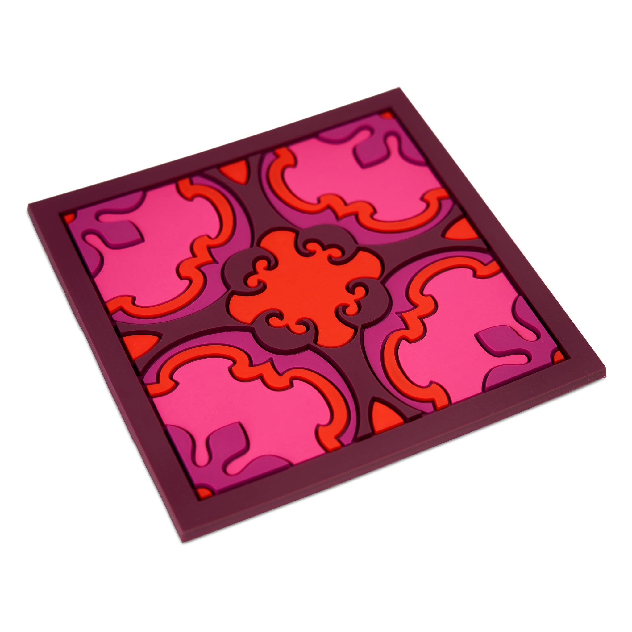 Images D'Orient Trivet Sejjadeh Ruby Silicone 18x18cm 7x7inches Perspective TSE-180181