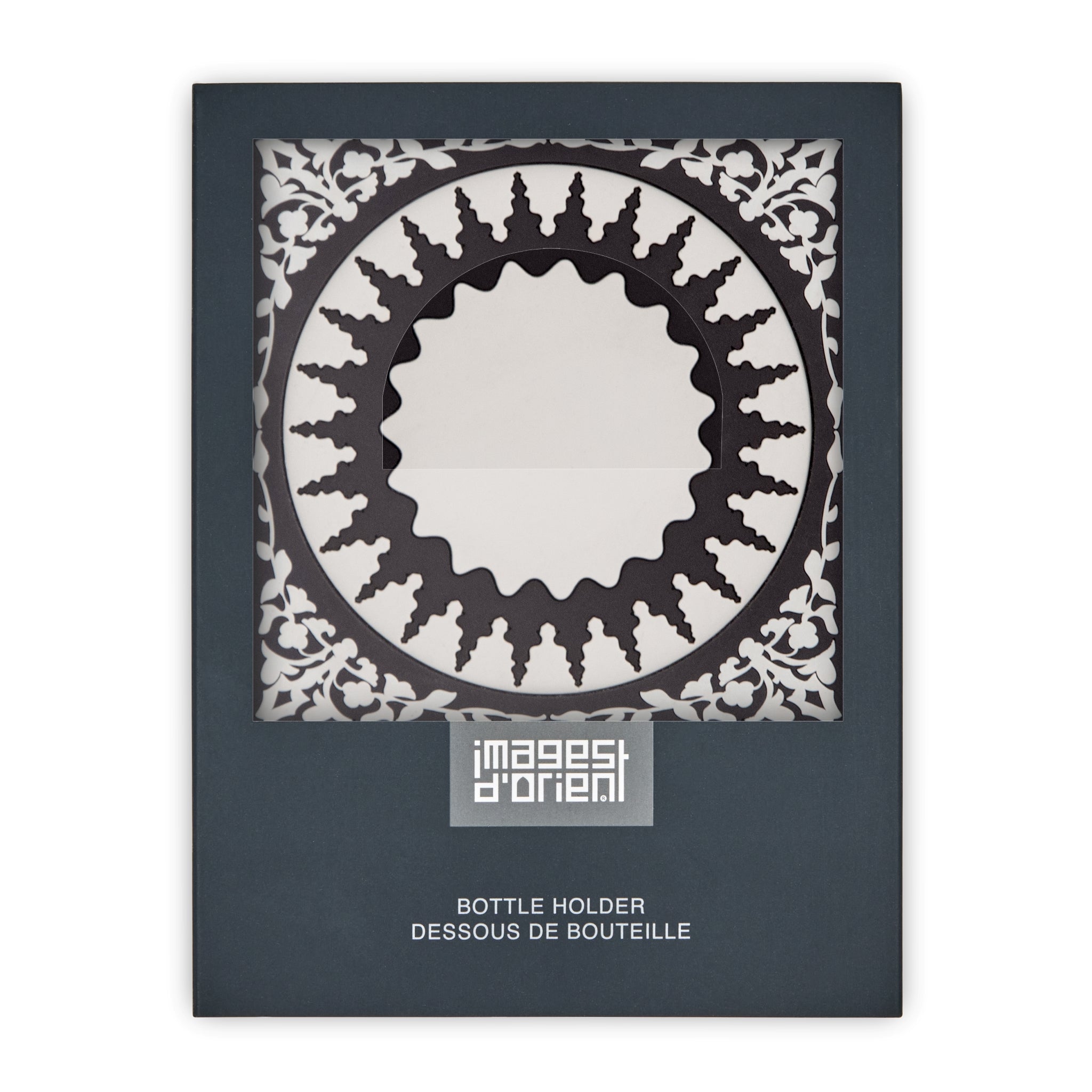 Images D'Orient Bottle Holder Mosaic Black White PVC 11x11cm 4.3x4.3inches Packaging Front BOT-112071