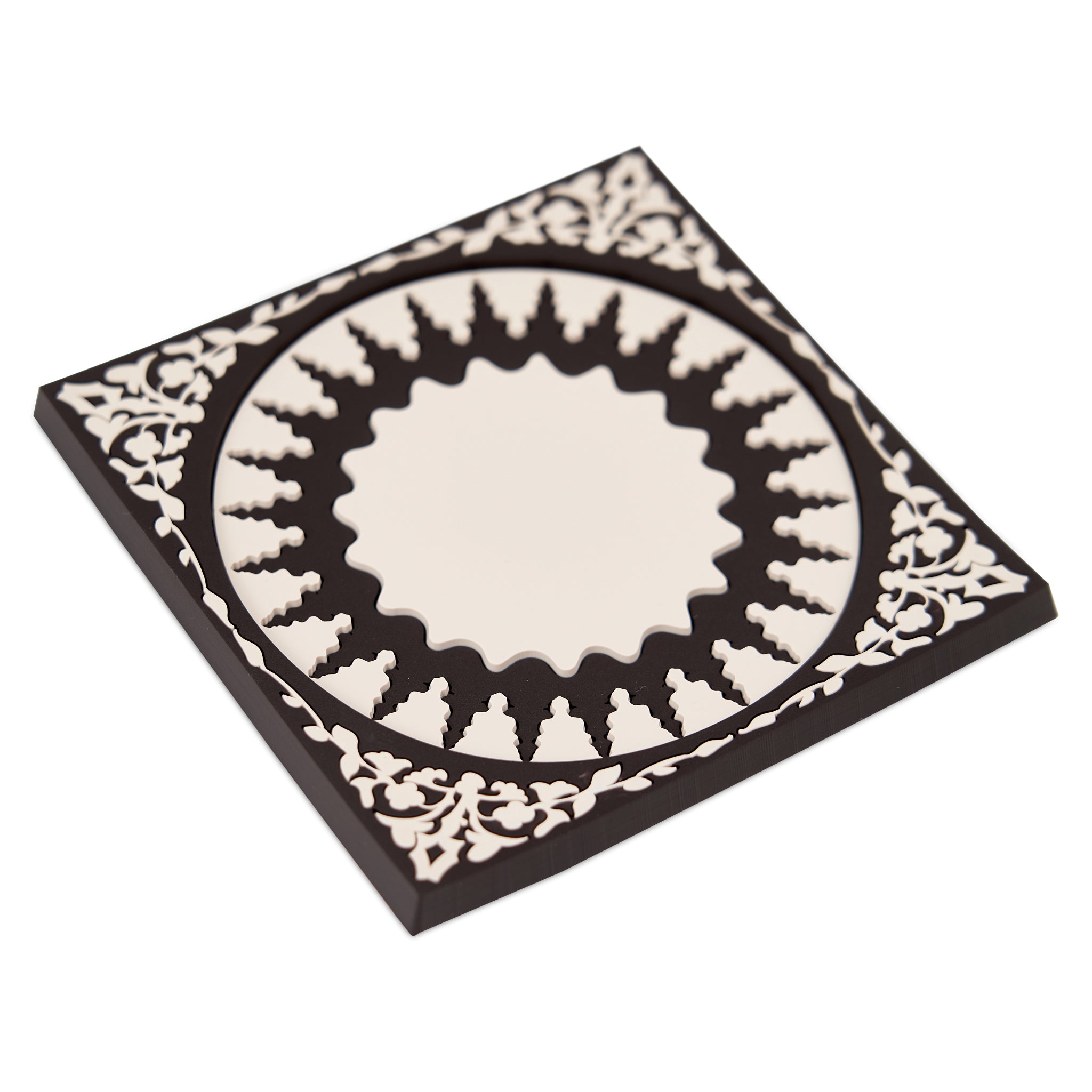 Images D'Orient Bottle Holder Mosaic Black White PVC 11x11cm 4.3x4.3inches Perspective BOT-112071