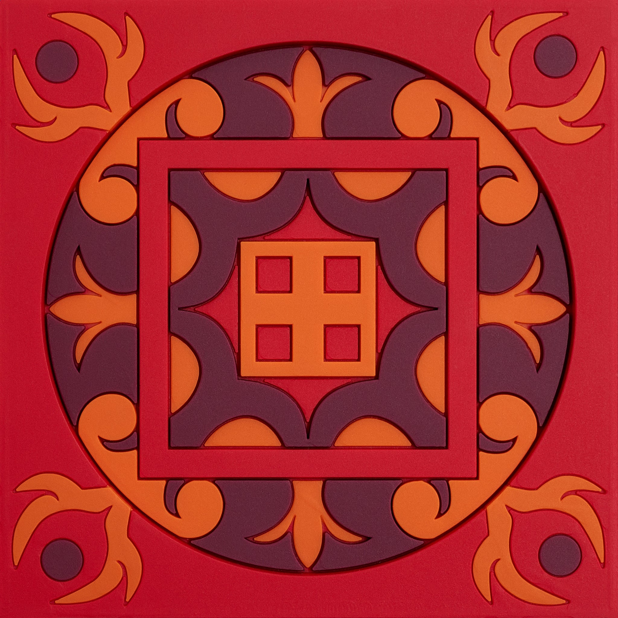 Images D'Orient Bottle Holder Sejjadeh Zen Feu PVC 11x11cm 4.3x4.3inches BOT-112021